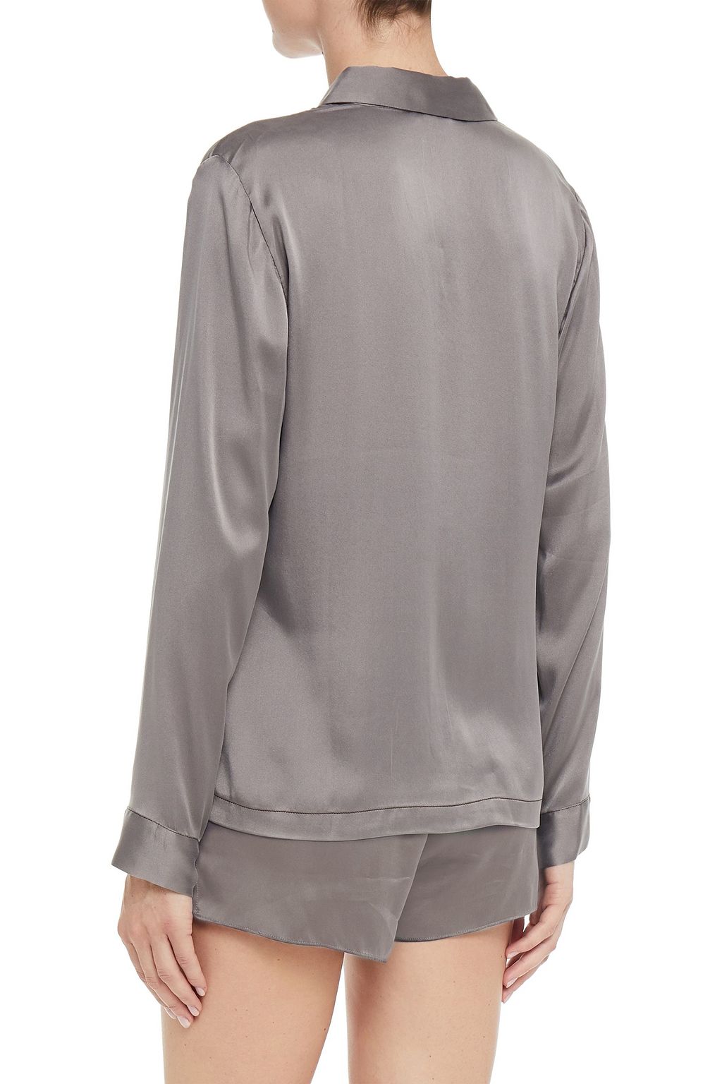 SKIN Stretch-silk satin pajama shirt