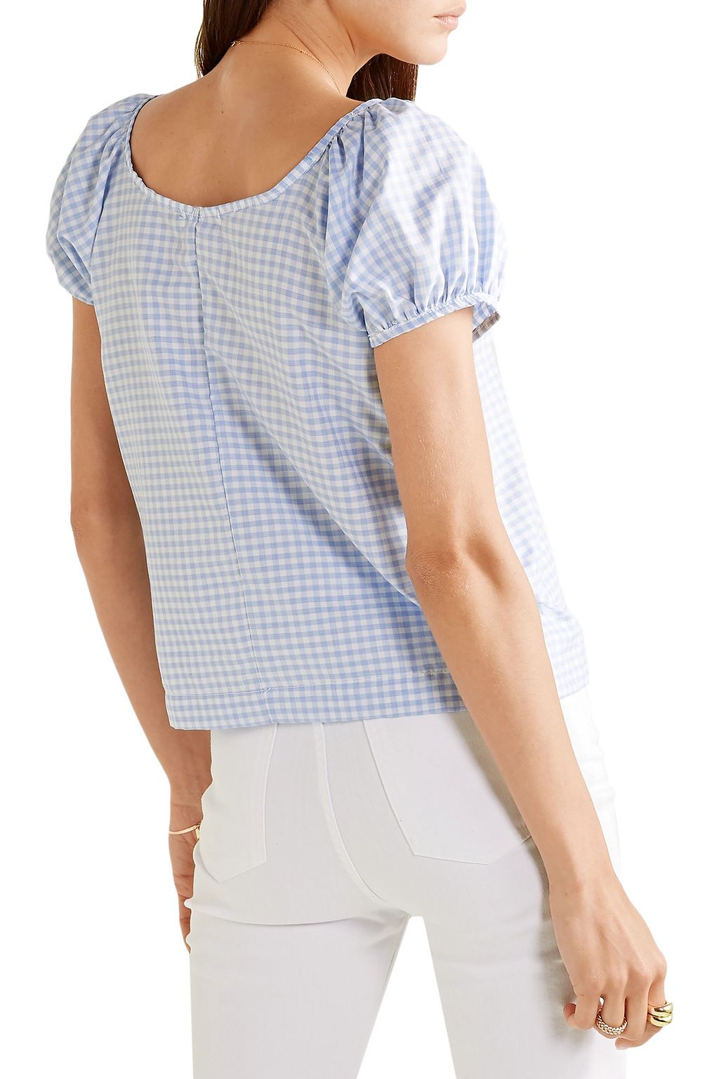 EVE DENIM Camille gingham cotton-voile top