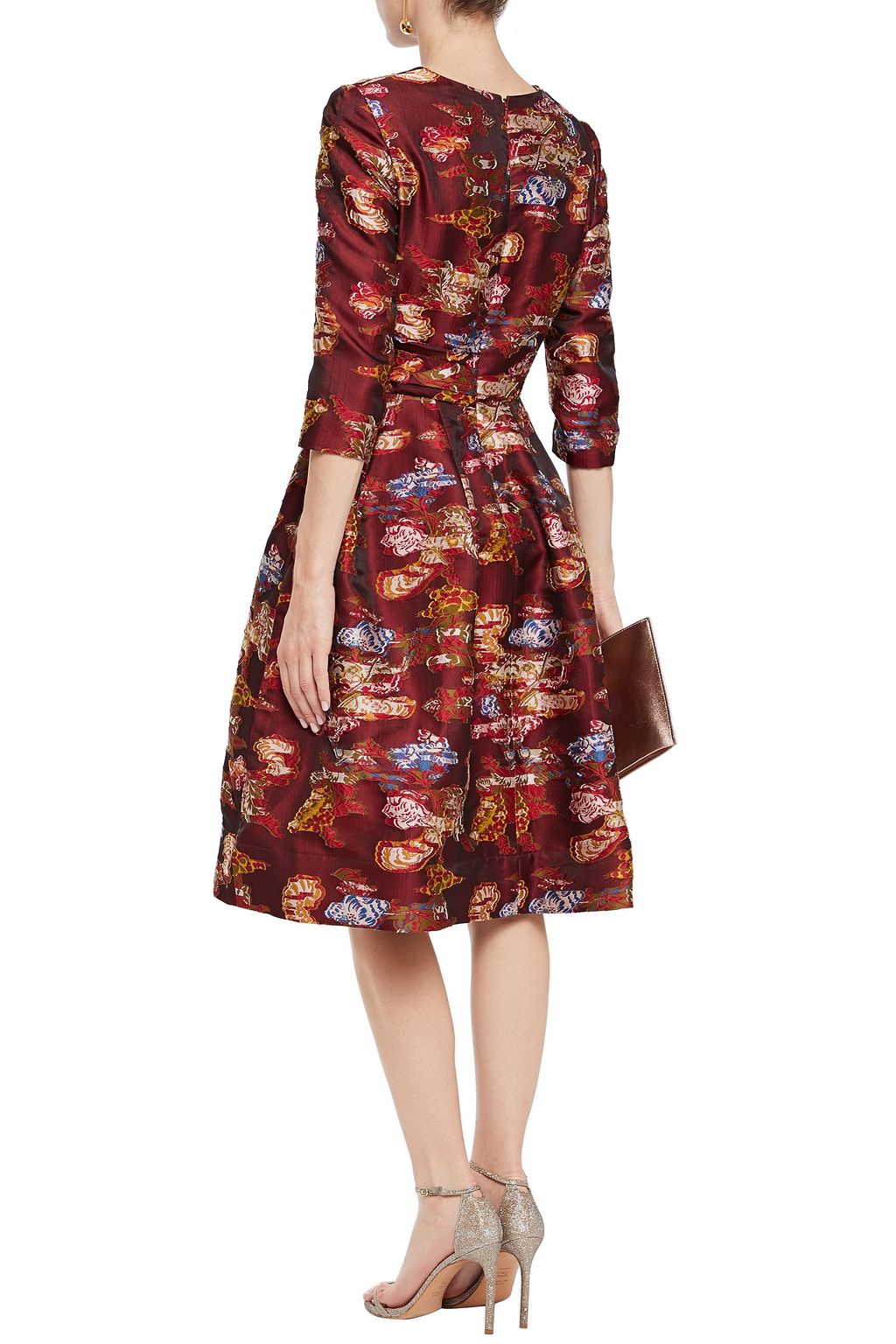 OSCAR DE LA RENTA Flared fil coupé floral-jacquard dress