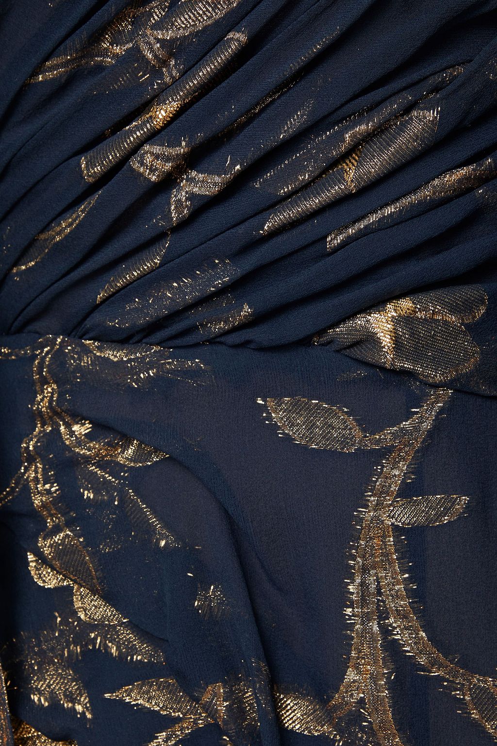 OSCAR DE LA RENTA Cape-back metallic fil coupé silk-blend chiffon gown