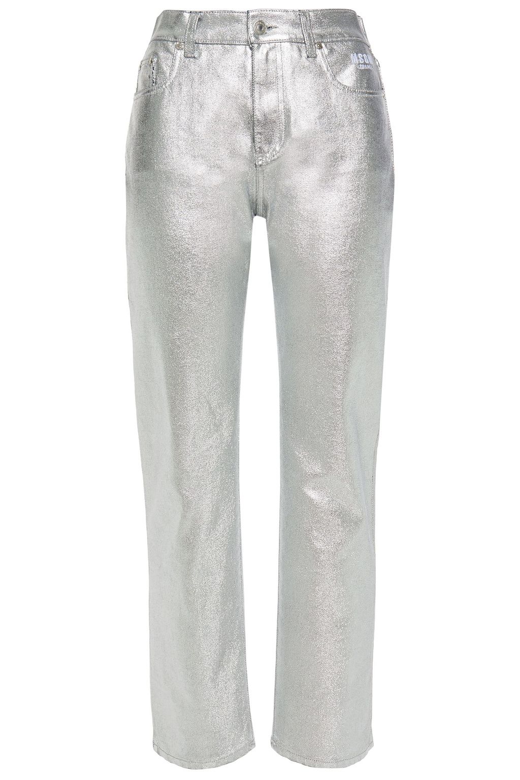 coated straight leg jeans