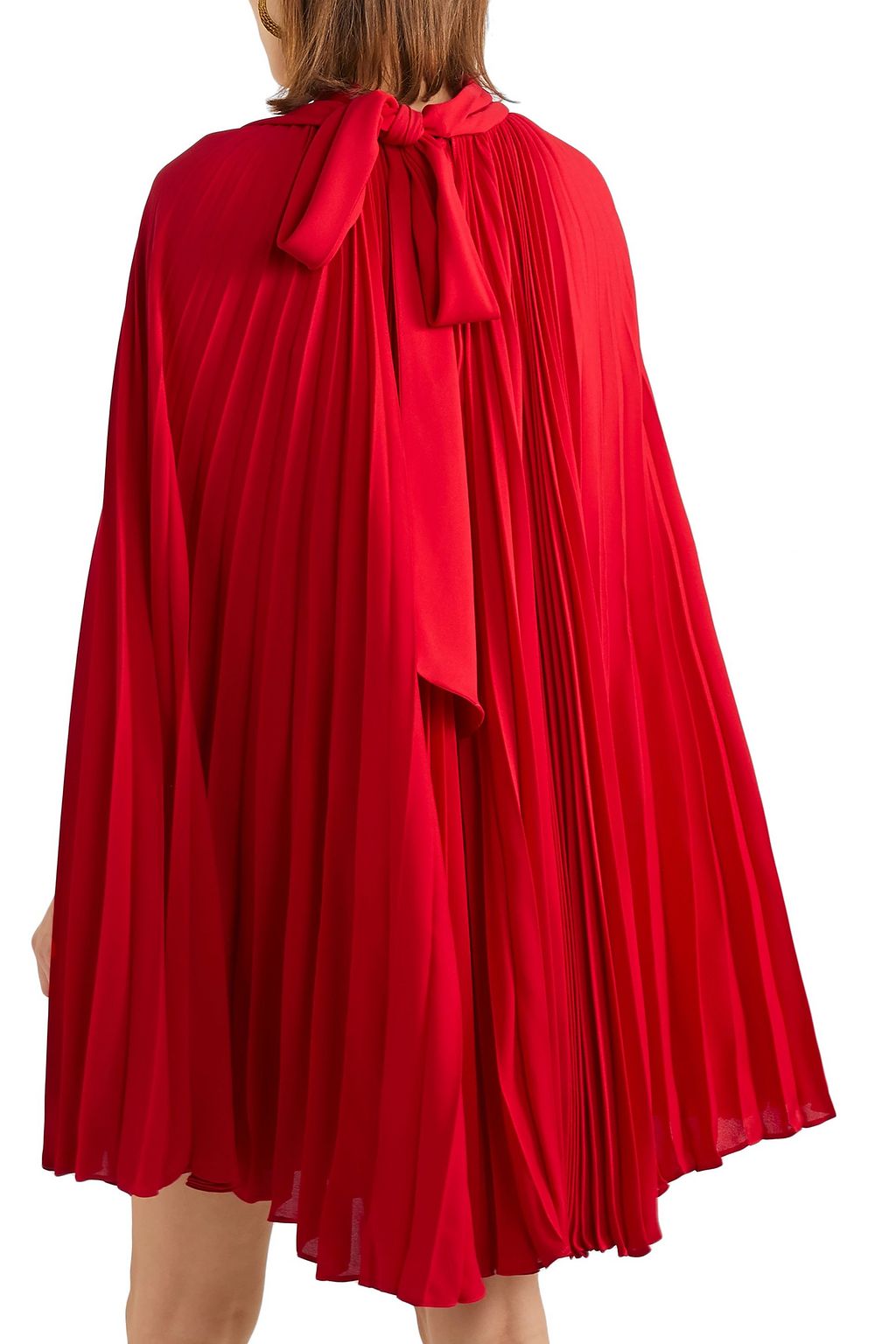 VALENTINO GARAVANI Pussy-bow cape-effect silk-georgette mini dressss