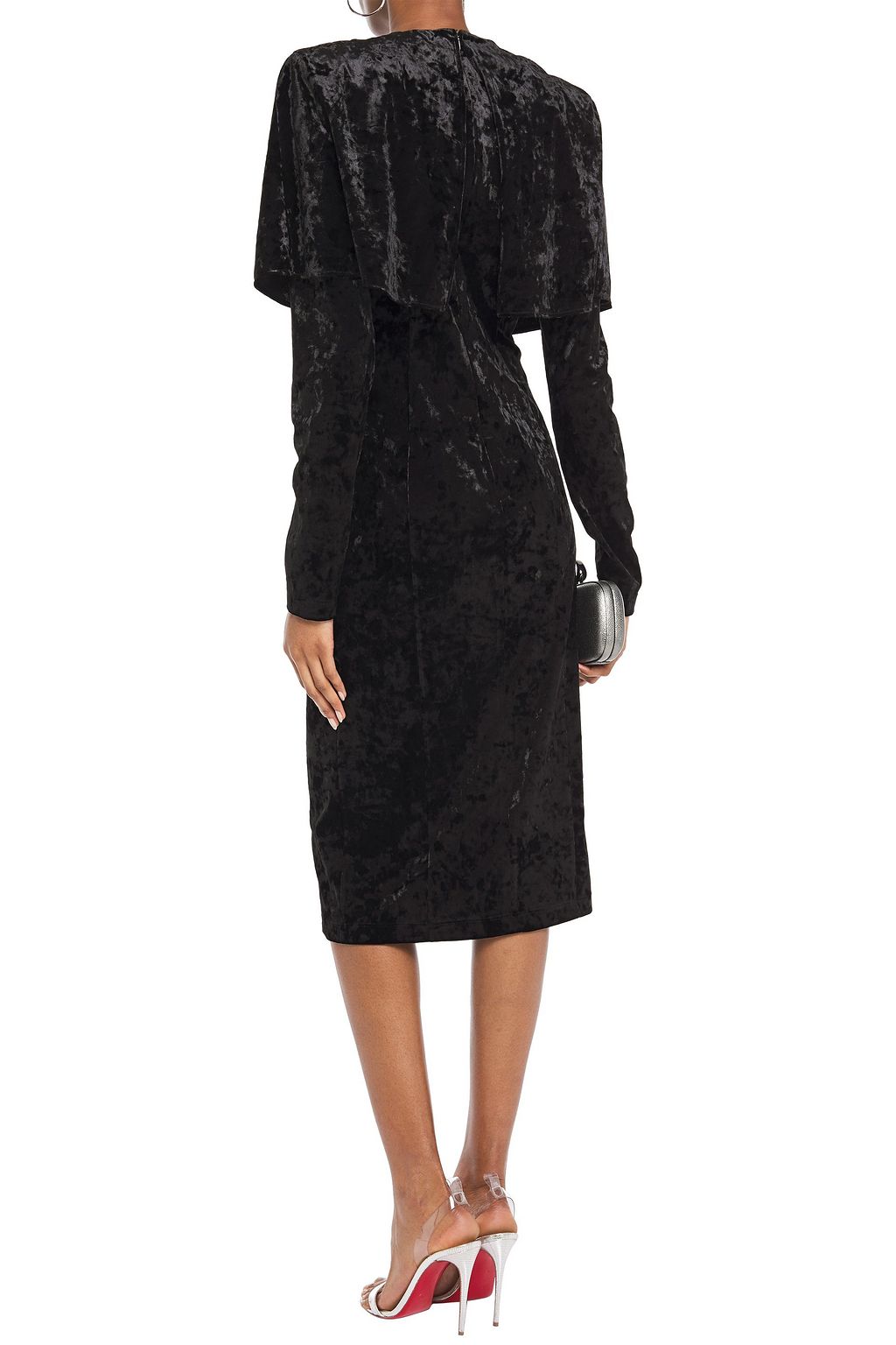 SARA BATTAGLIA Layered crushed-velvet midi dress