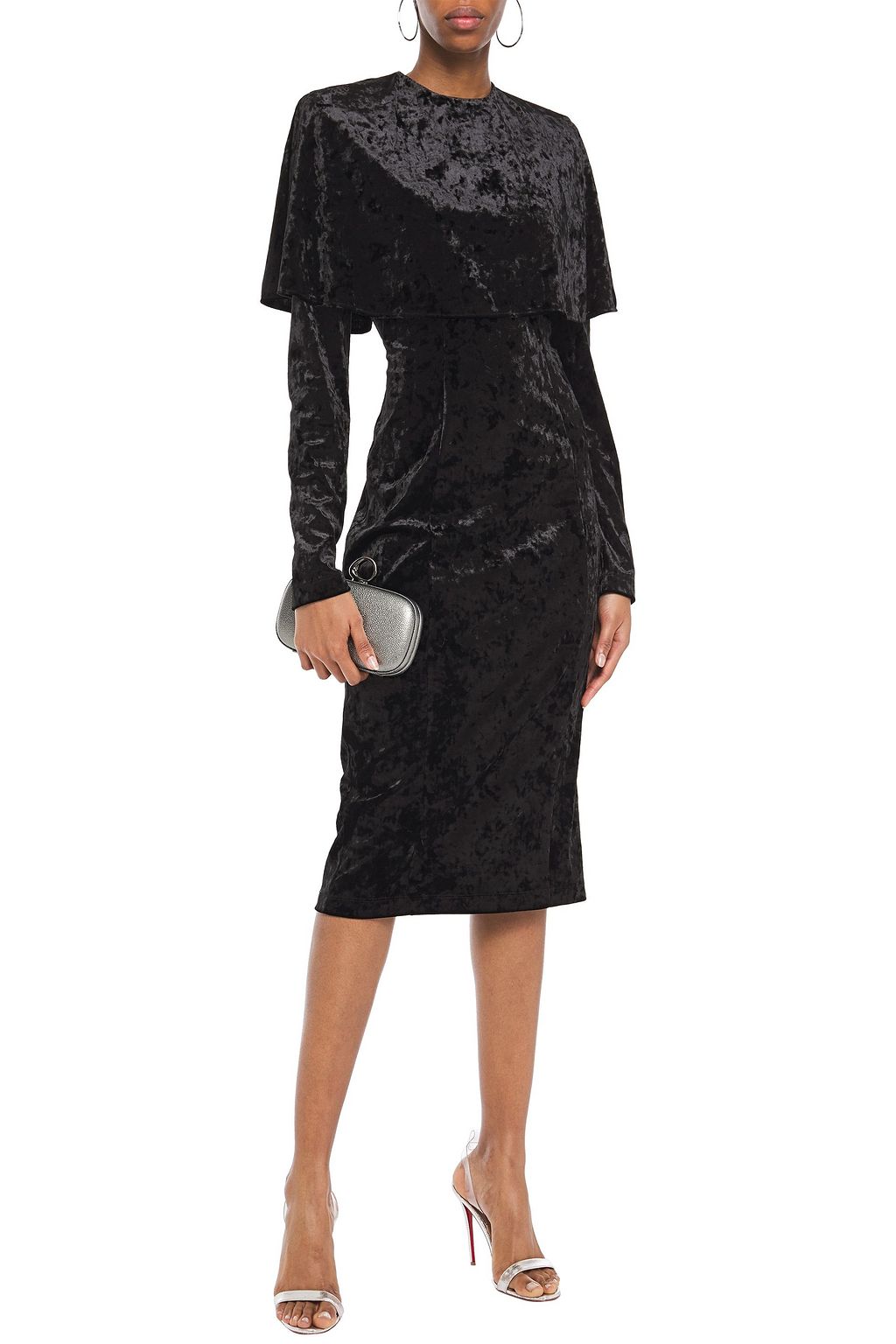 SARA BATTAGLIA Layered crushed-velvet midi dress