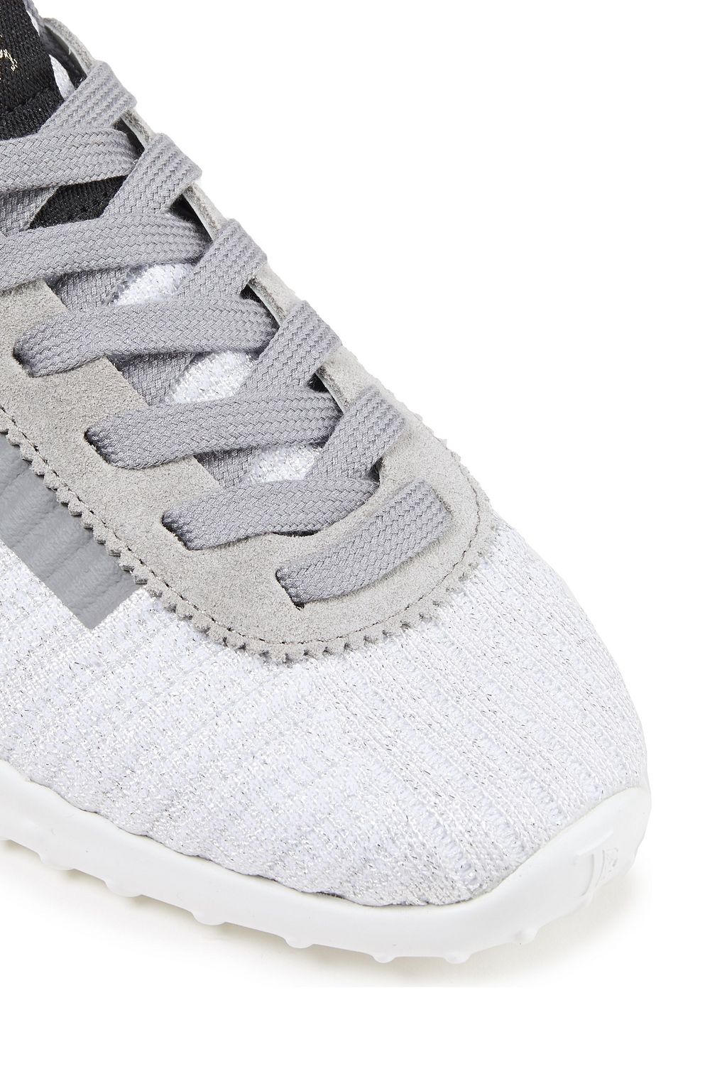 TOD'S Suede-trimmed metallic stretch-knit sneakers