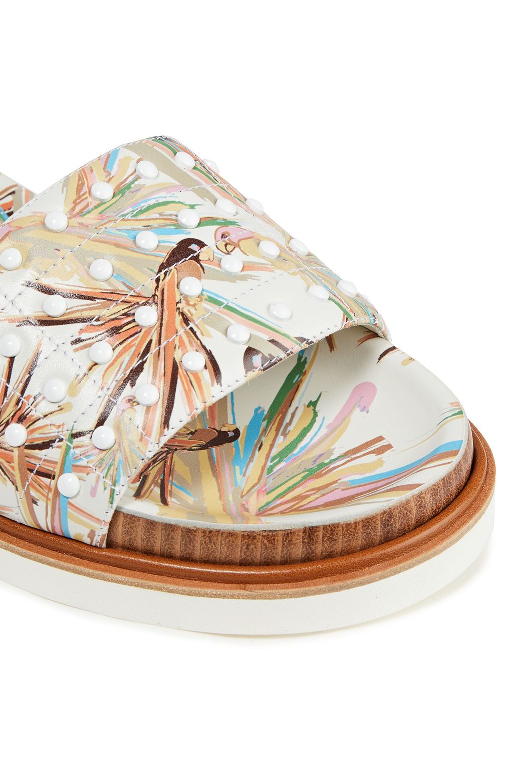 TOD'S Studded printed leather slides