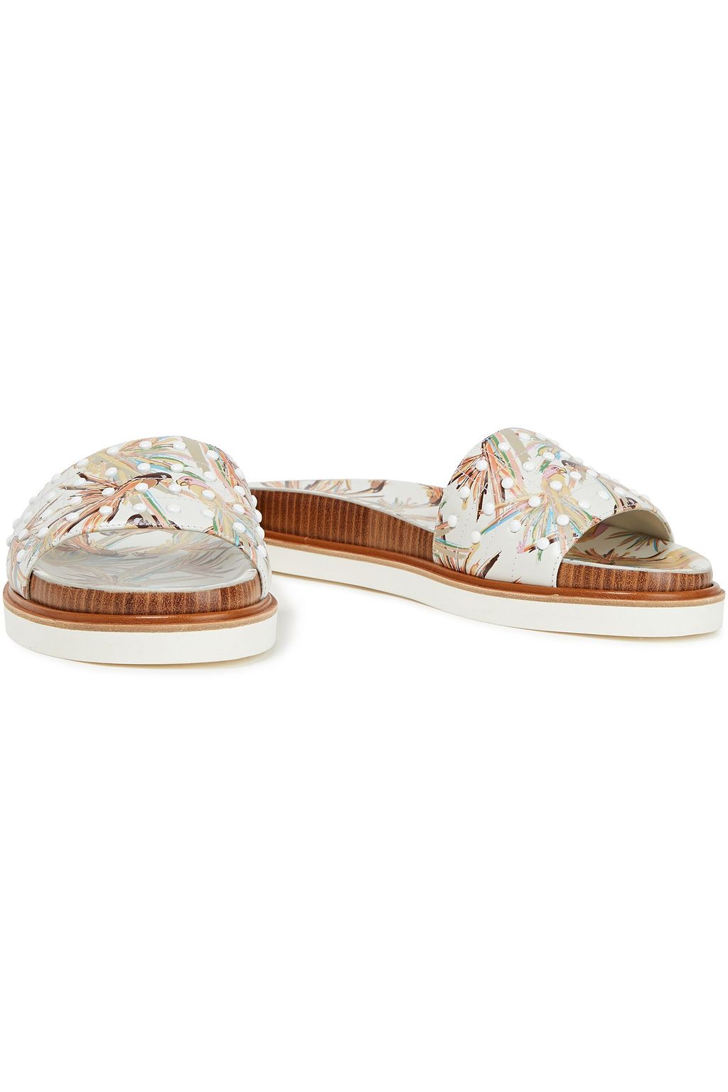 TOD'S Studded printed leather slides