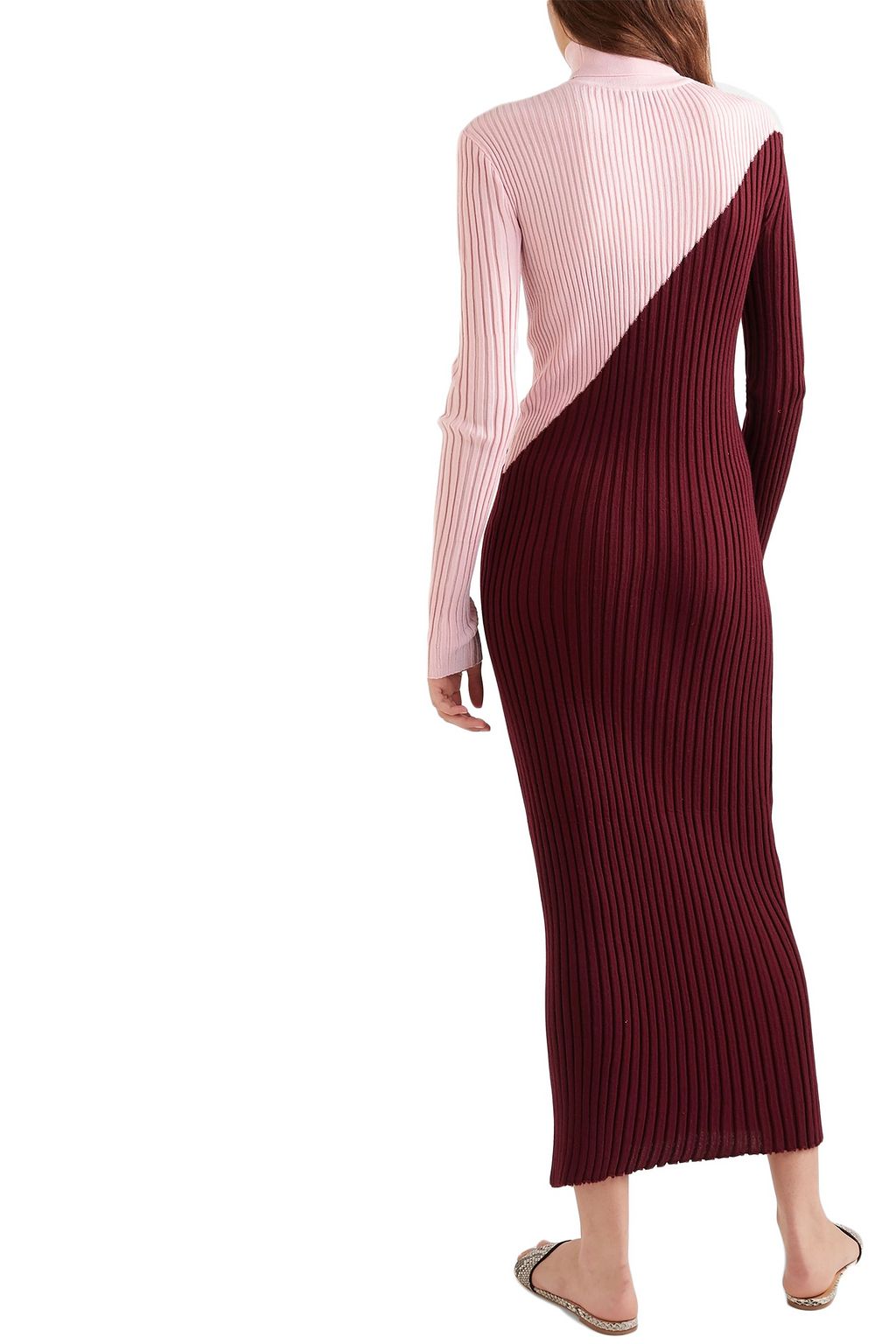 GABRIELA HEARST Nazim two-tone ribbed cashmere and silk-blend turtleneck maxi dress