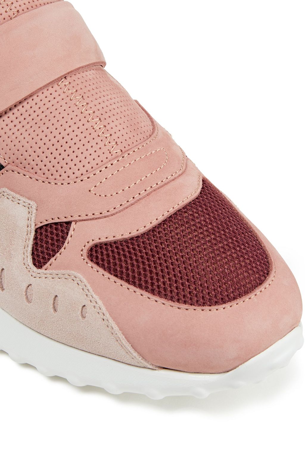 TOD'S Paneled mesh, leather and suede sneakers