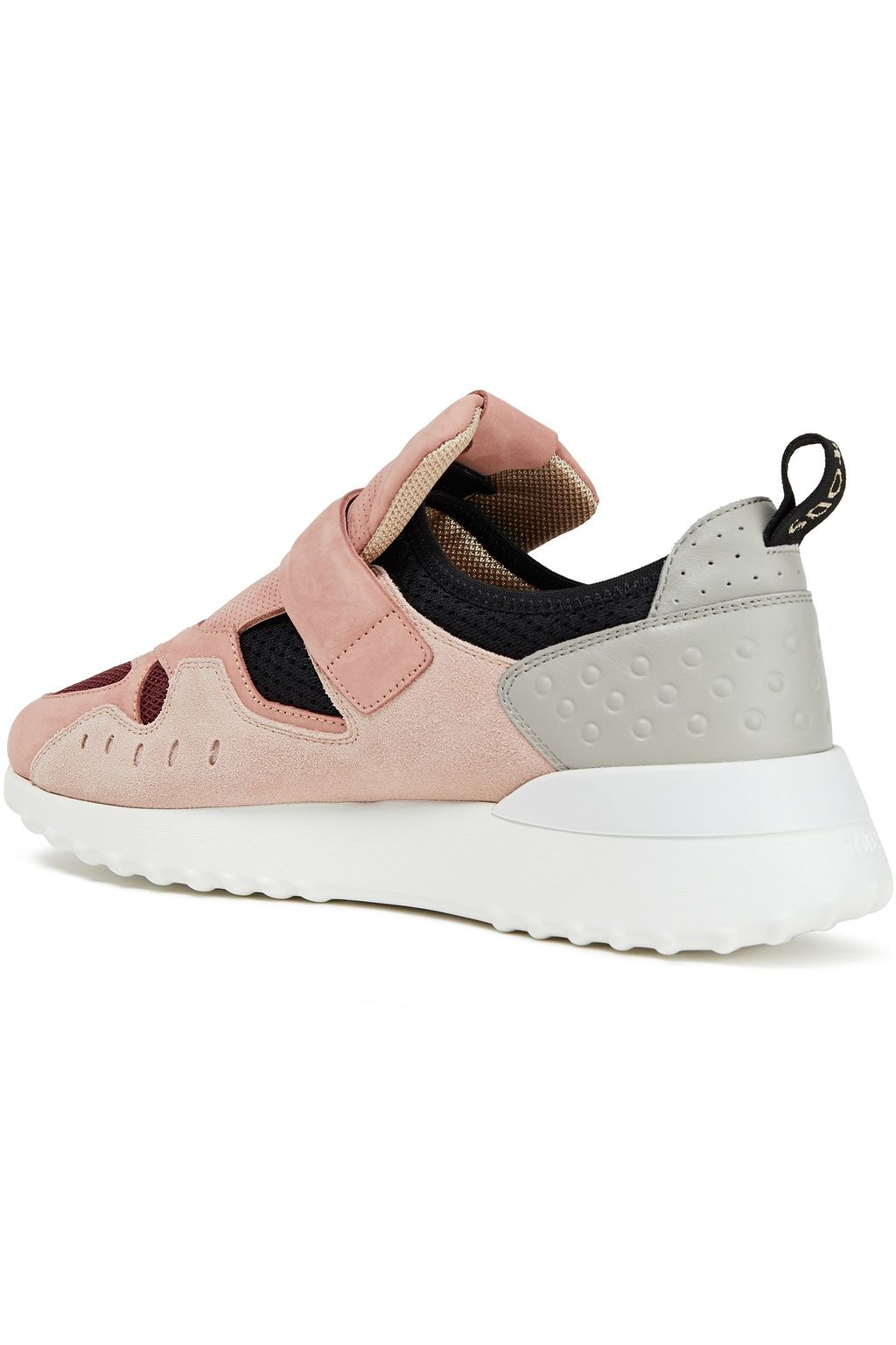 TOD'S Paneled mesh, leather and suede sneakers