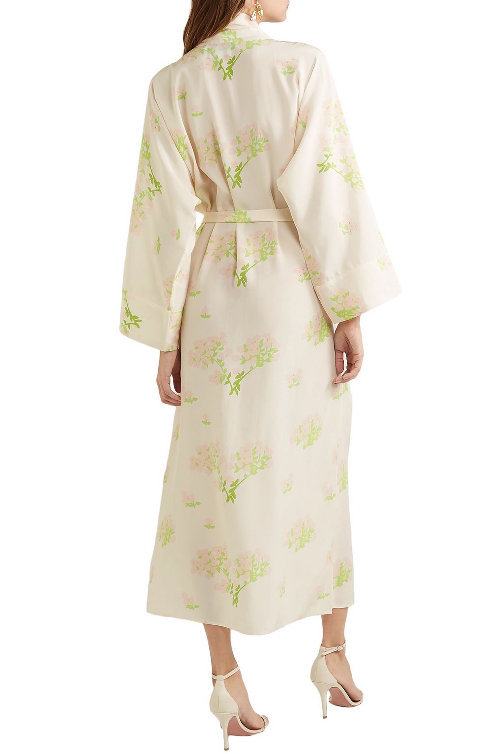BERNADETTE Peignoir belted printed silk crepe de chine wrap dress