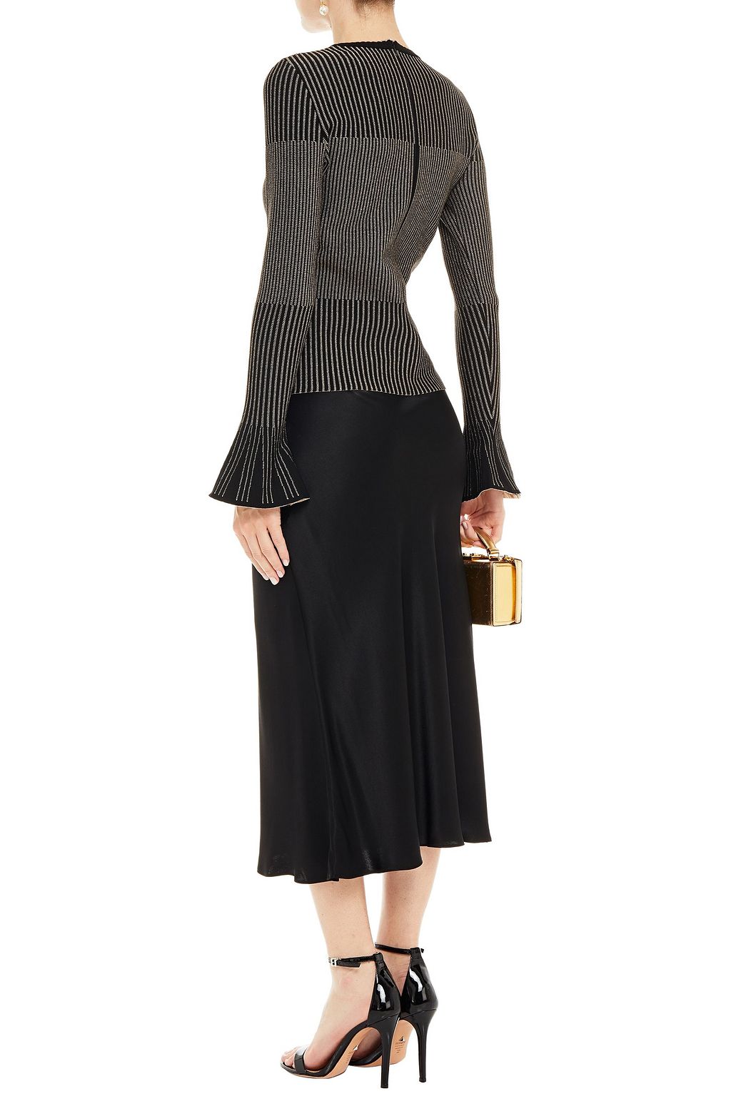 OSCAR DE LA RENTA Fluted metallic jacquard-knit sweater