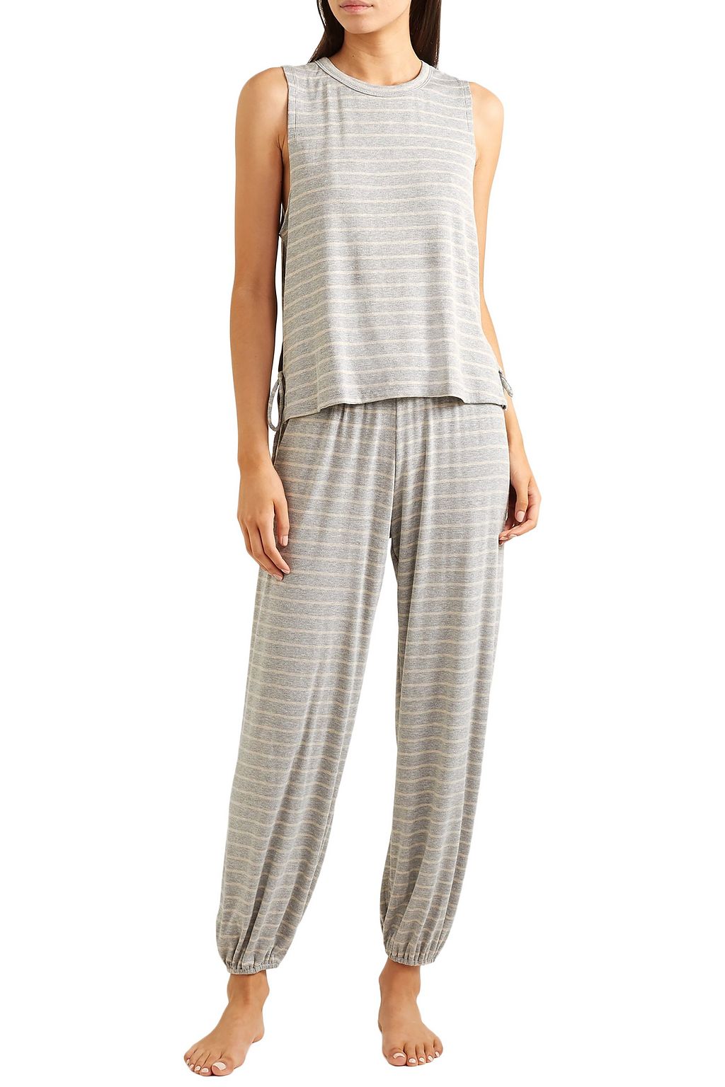 EBERJEY Logan striped ribbed stretch-jersey tank