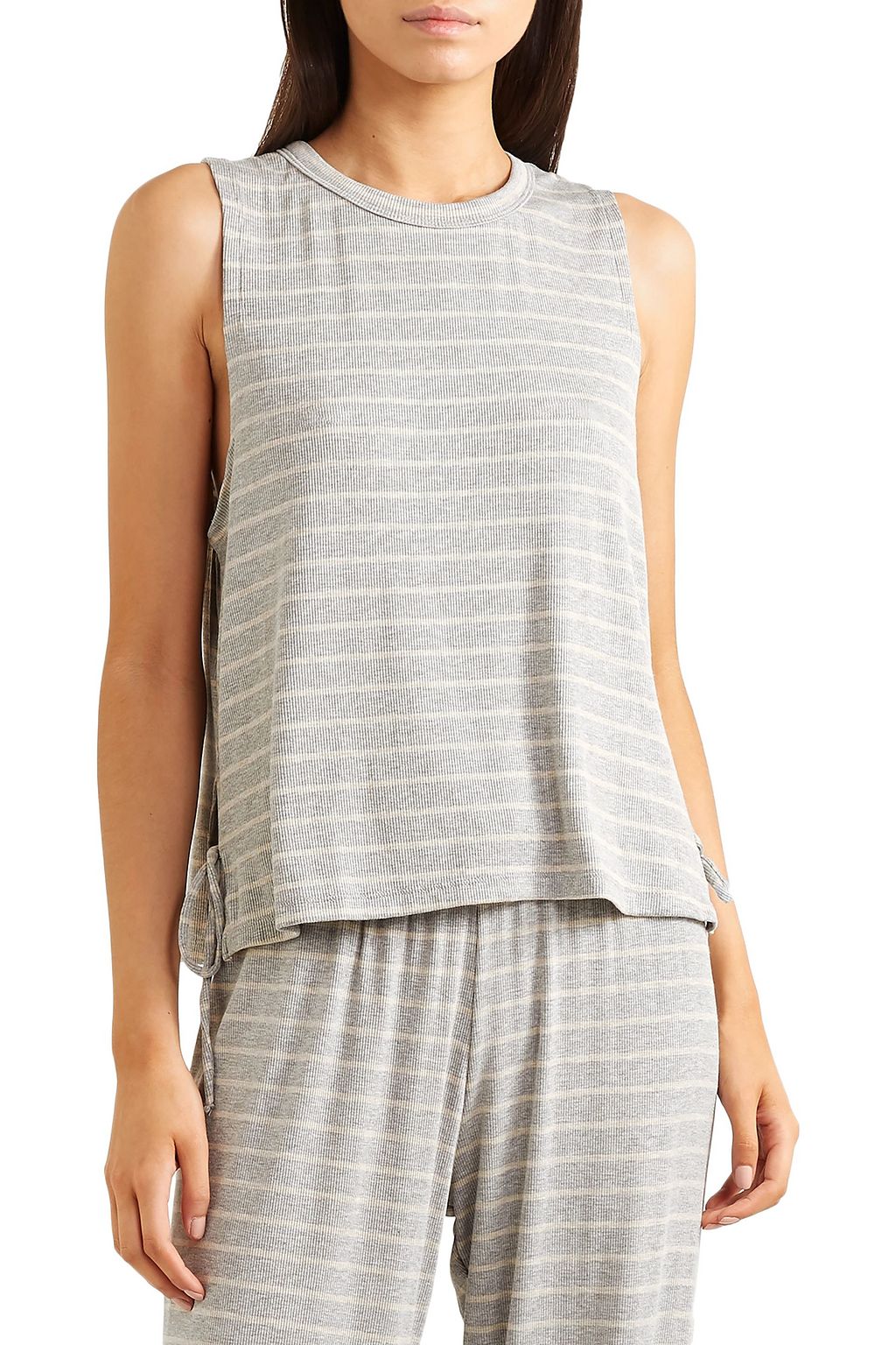 EBERJEY Logan striped ribbed stretch-jersey tank