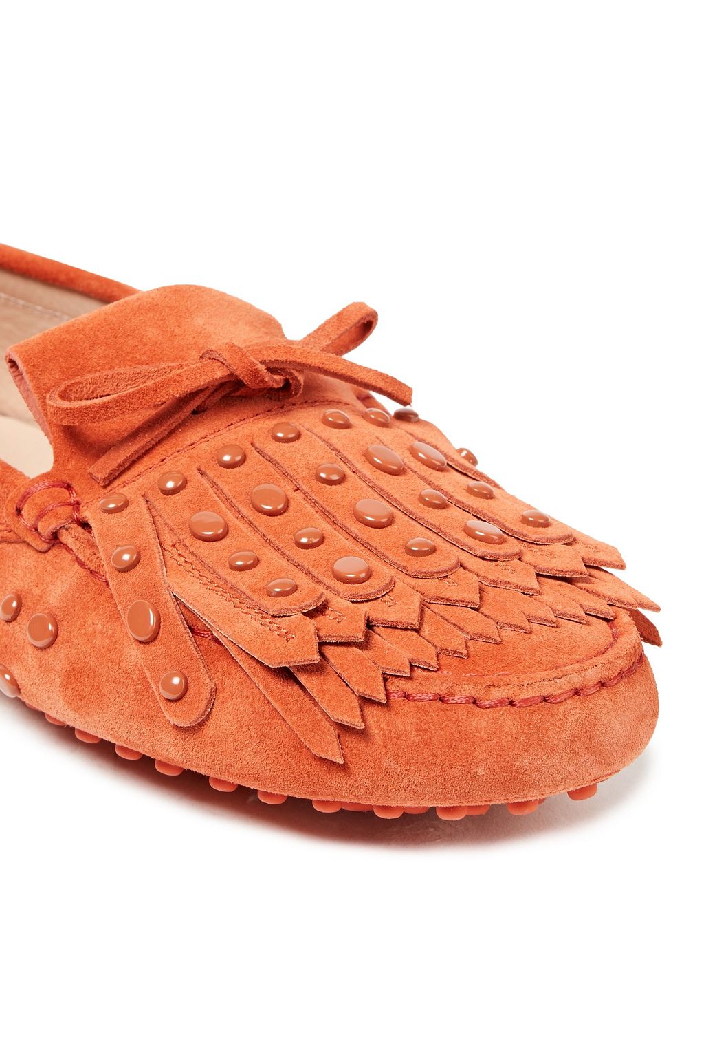 TOD'S حذاء لوفر من الشامواه المزخرف بأزرار معدنية ومزيّن بأشرطة