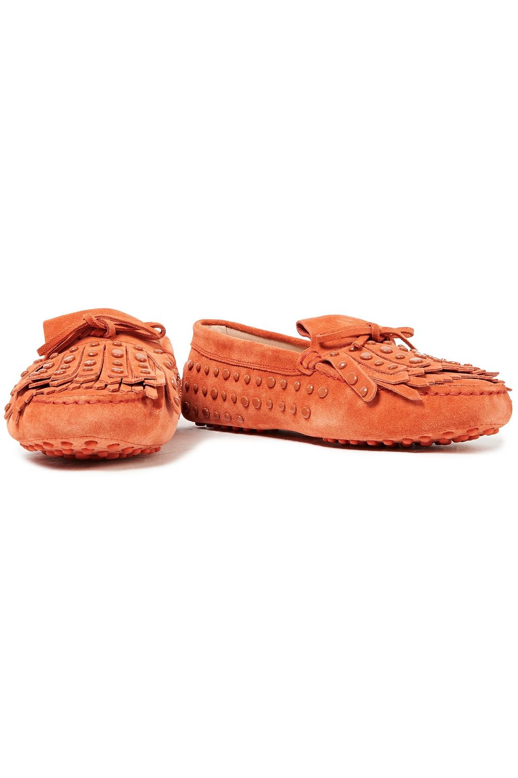 TOD'S حذاء لوفر من الشامواه المزخرف بأزرار معدنية ومزيّن بأشرطة