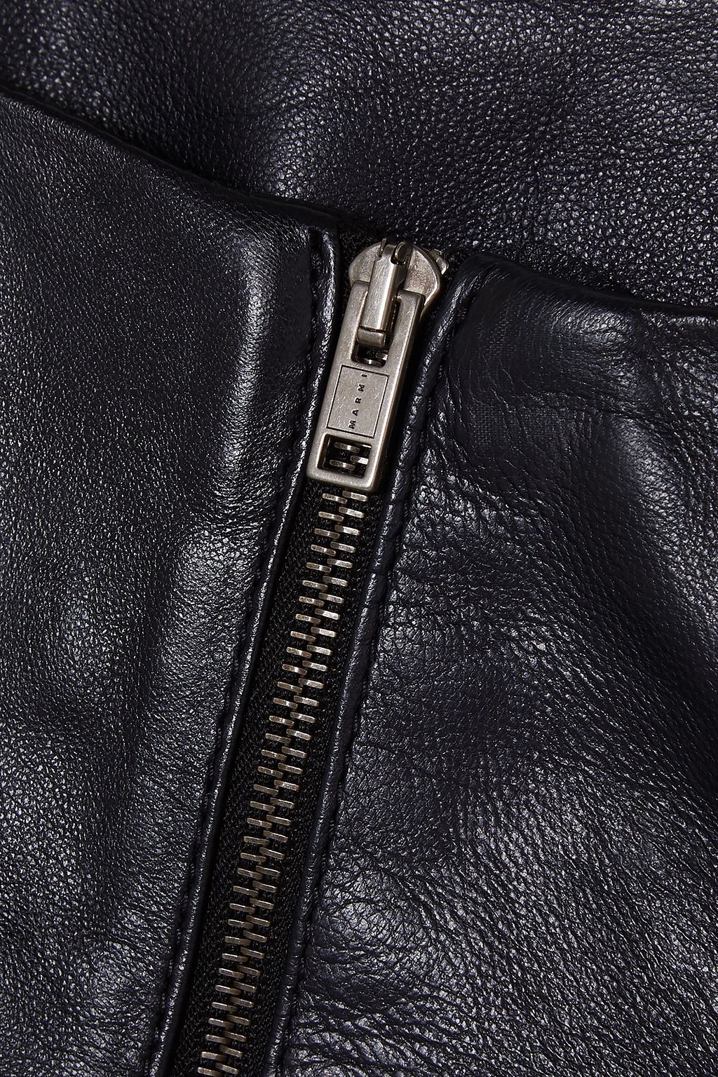 MARNI Asymmetric leather midi skirt