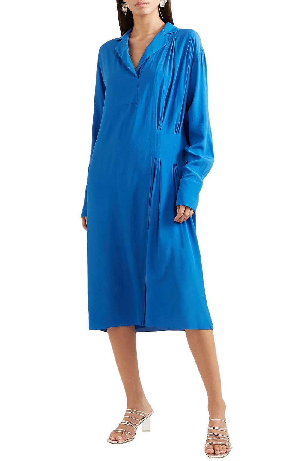 MARNI Pleated crepe de chine midi dress
