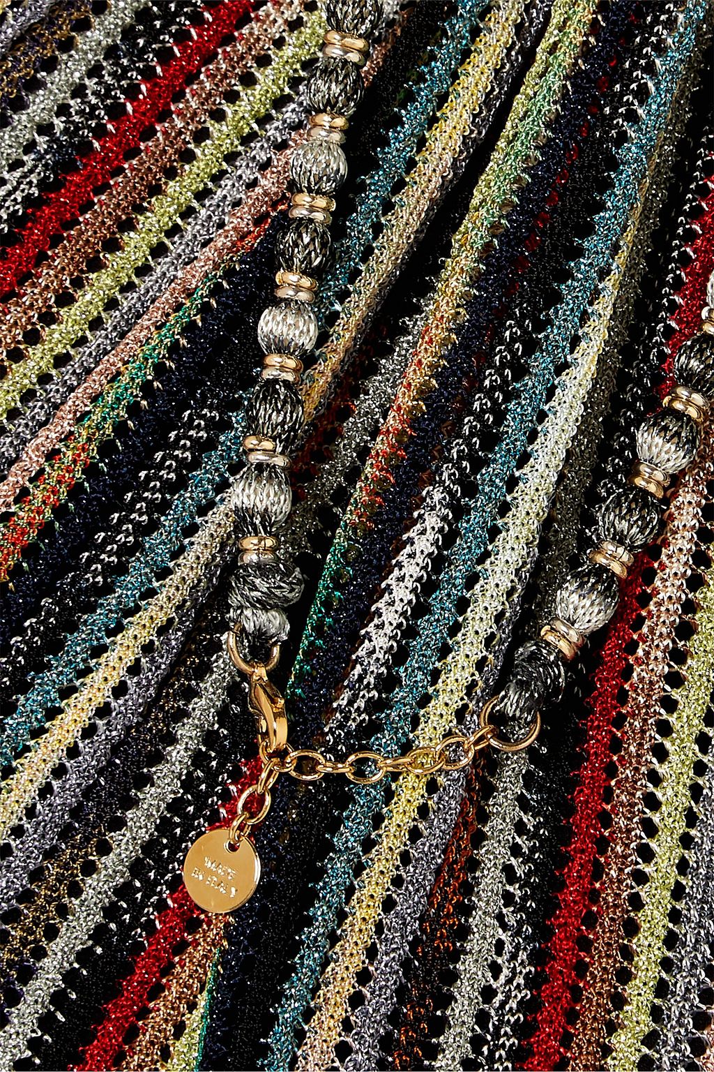 MISSONI Striped metallic crochet-knit halterneck maxi dress