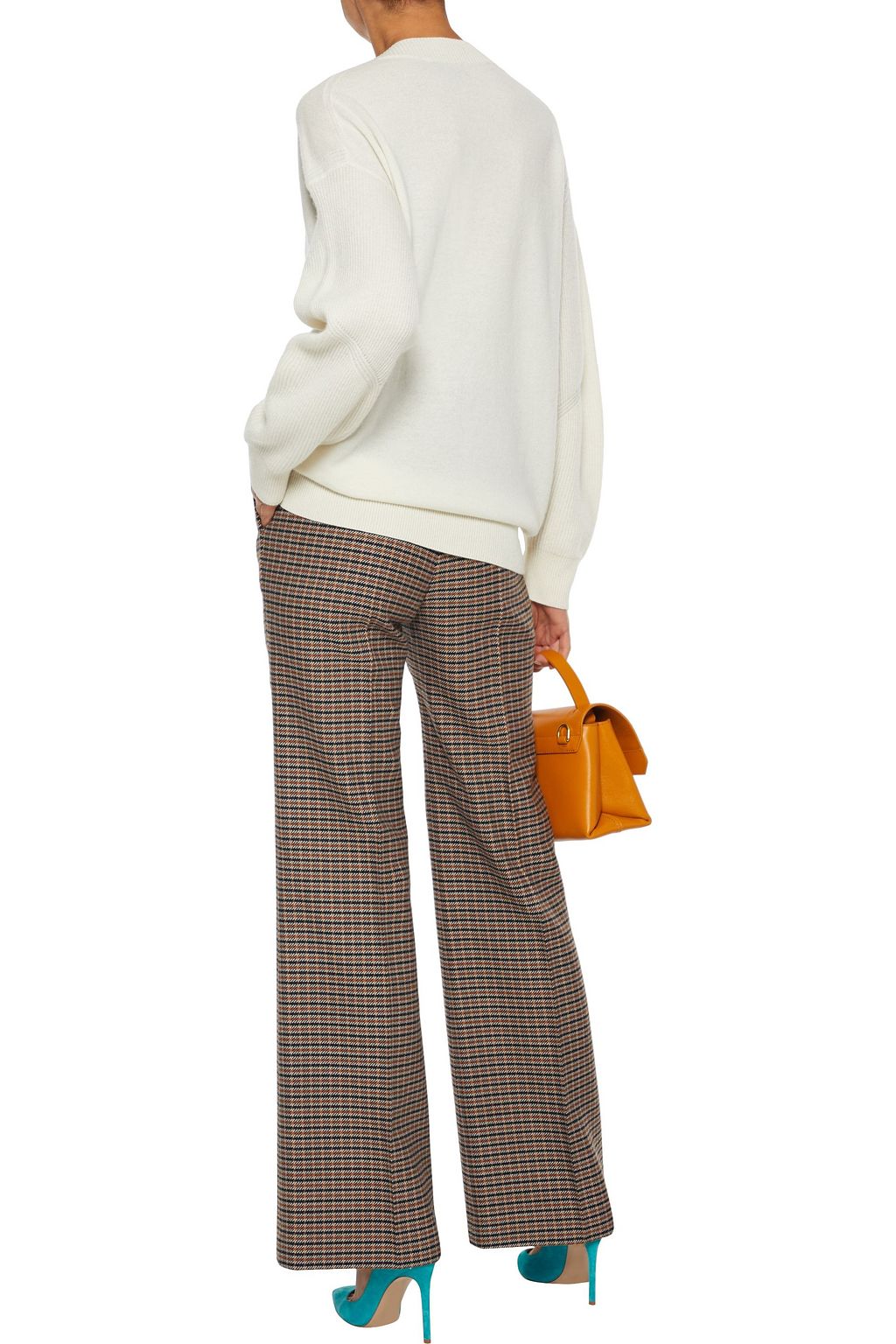 VICTORIA BECKHAM Checked wool flared pants