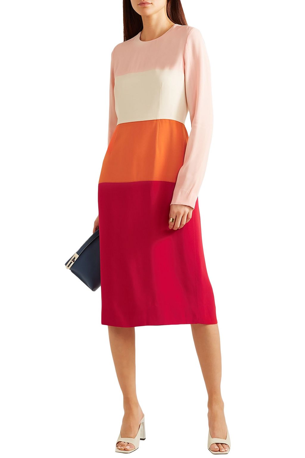 MARNI Color-block crepe midi dress