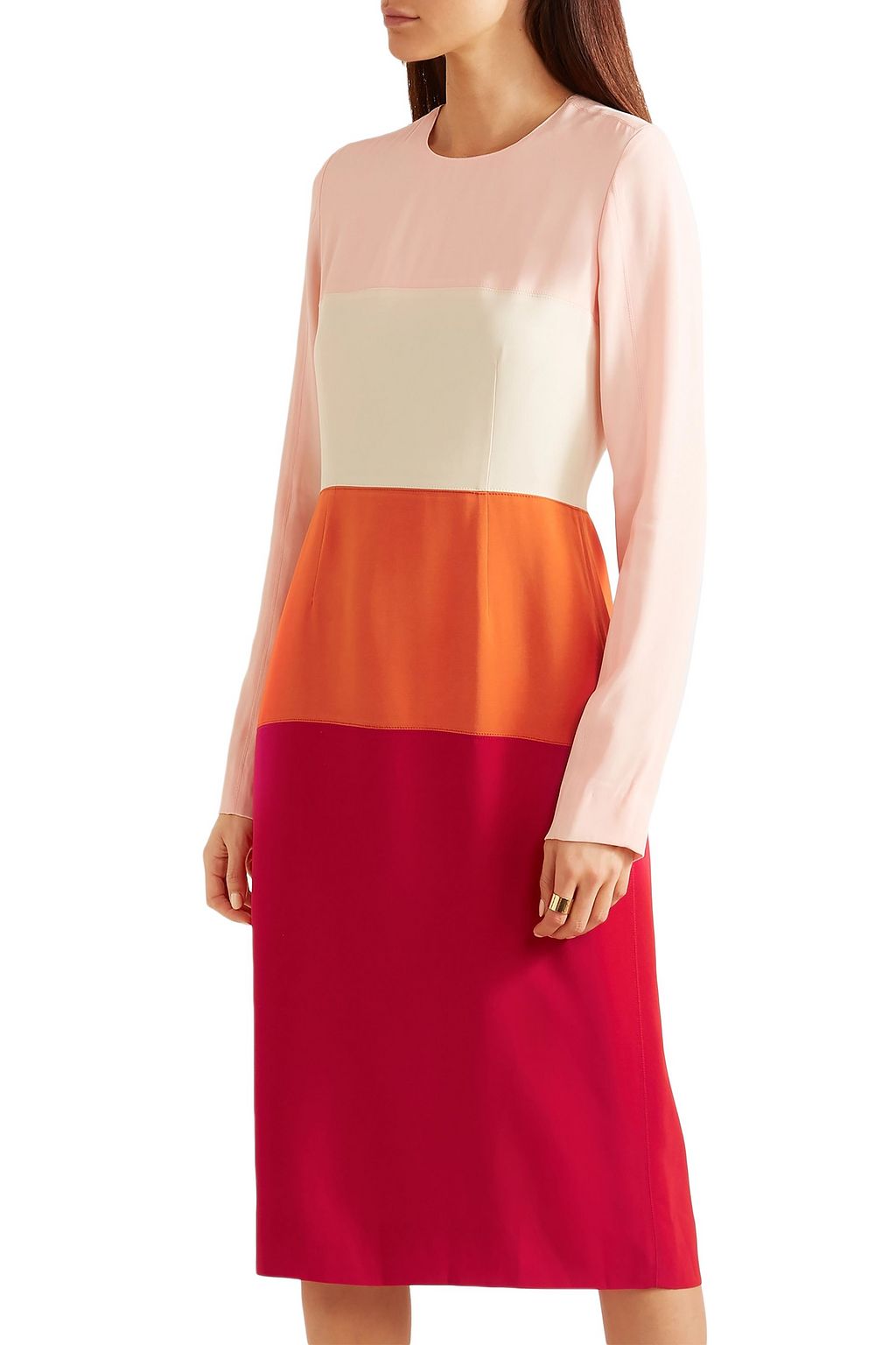 MARNI Color-block crepe midi dress