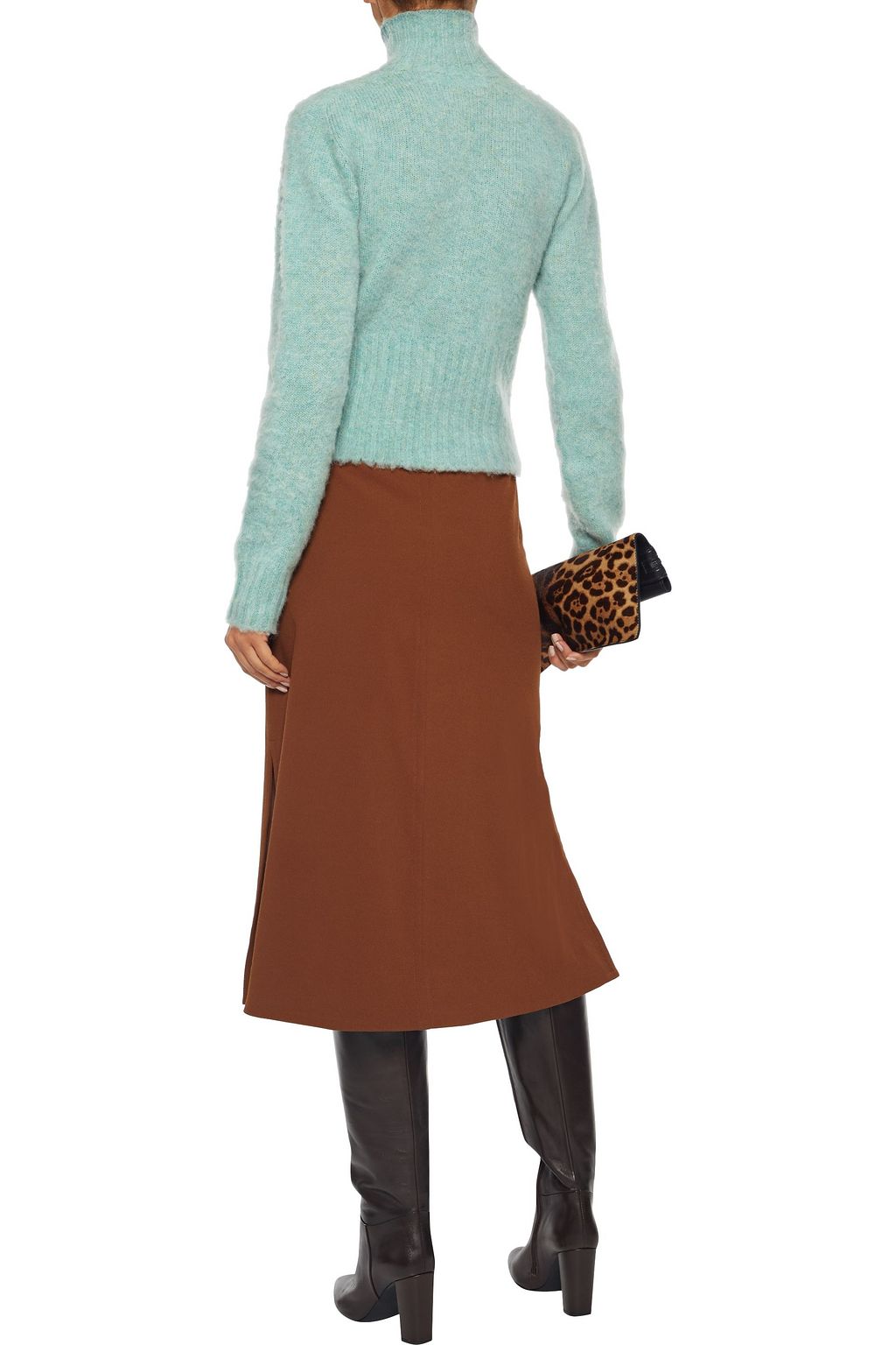 VICTORIA BECKHAM Cropped mélange brushed-wool turtleneck sweater