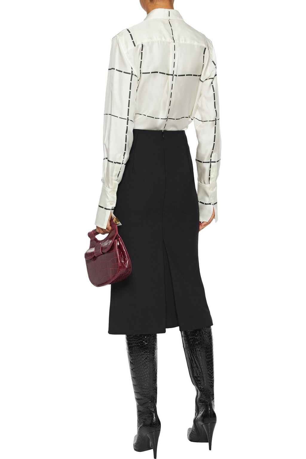 VICTORIA BECKHAM Pleated crepe midi skirt