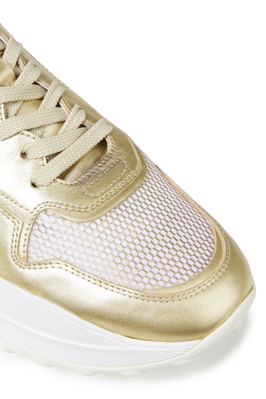 TOD'S Paneled metallic leather, mesh and suede sneakers