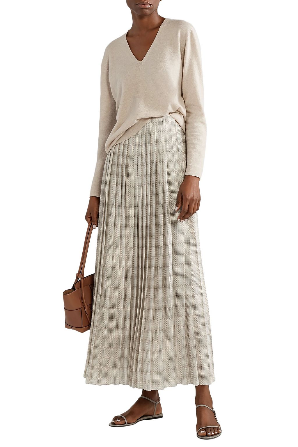 THE ROW Tulu pleated printed silk-crepe maxi skirt