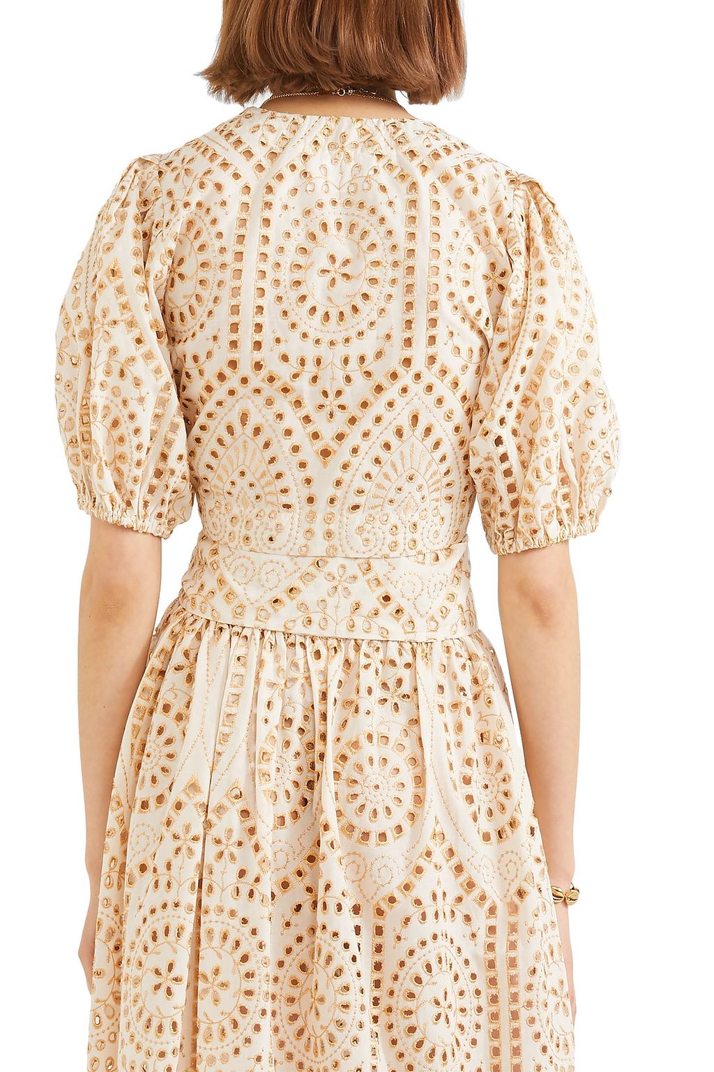 LISA MARIE FERNANDEZ Pouf tie-front broderie anglaise cotton top