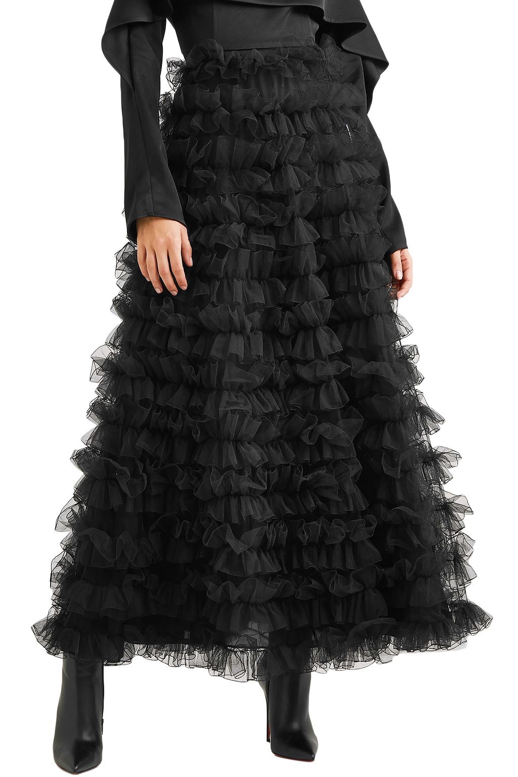 VALENTINO GARAVANI Tiered ruffled chiffon maxi skirt