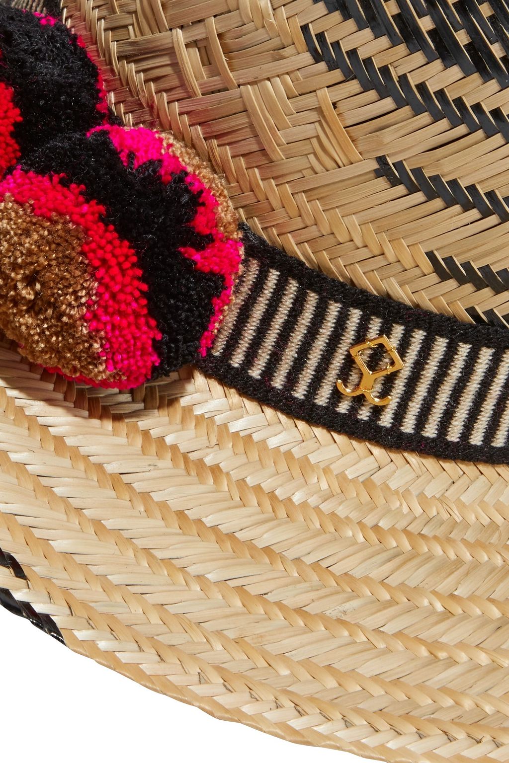 YOSUZI Malena pompom-embellished woven straw hat