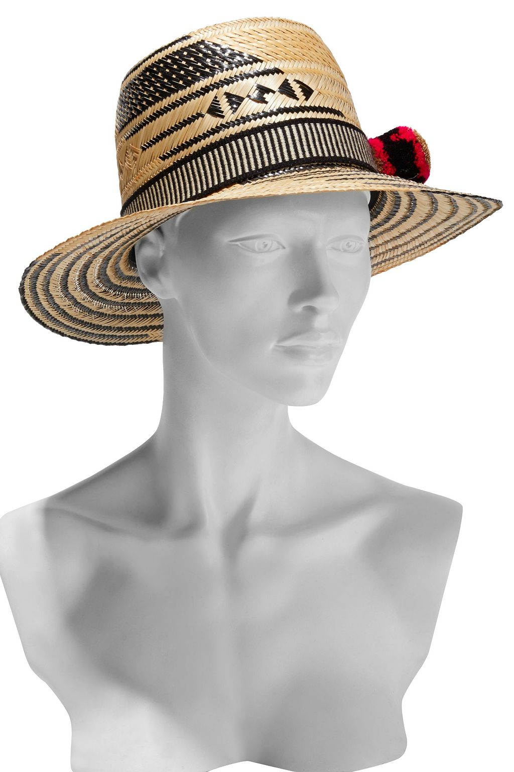 YOSUZI Malena pompom-embellished woven straw hat