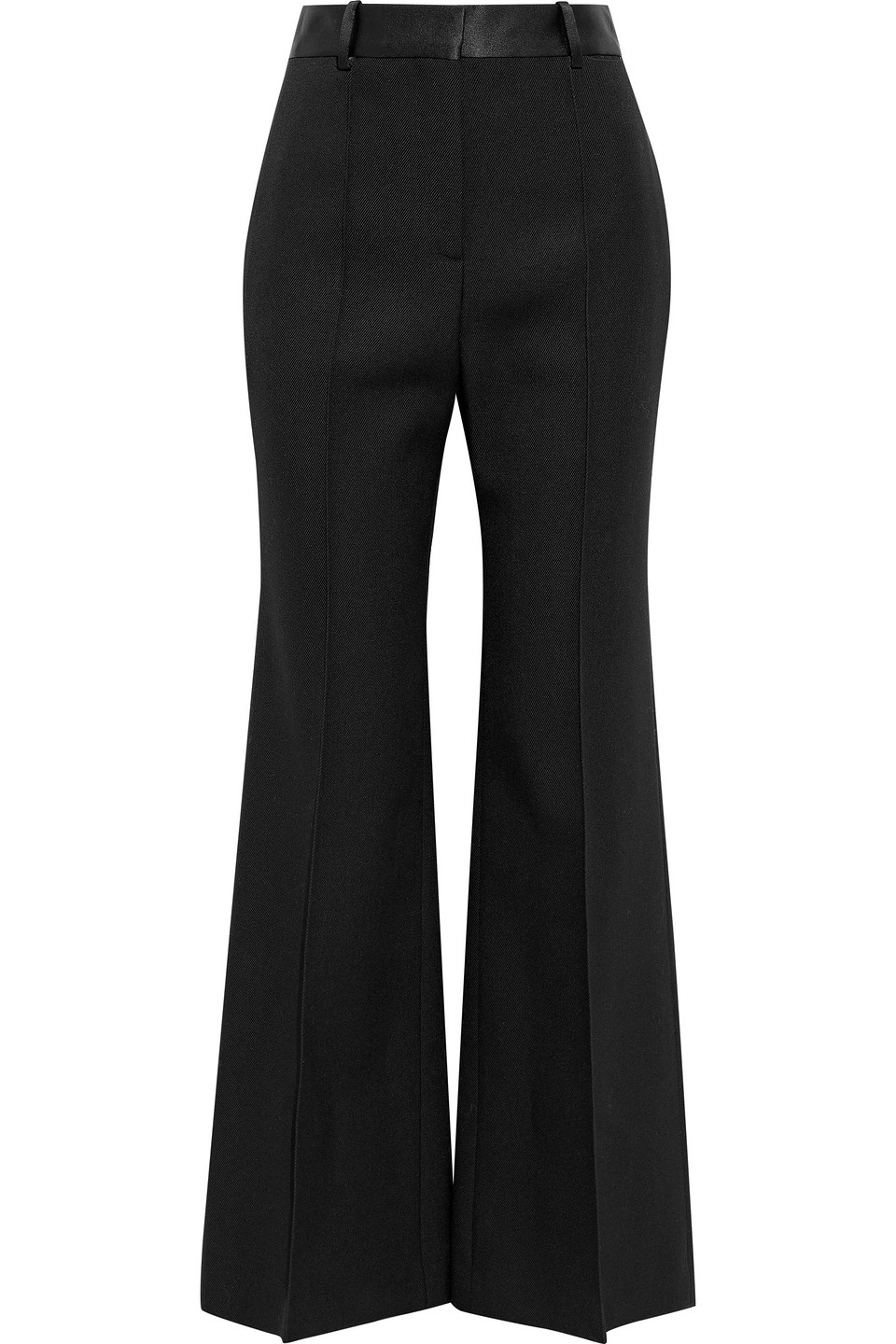 Satin-trimmed wool-gabardine flared pants