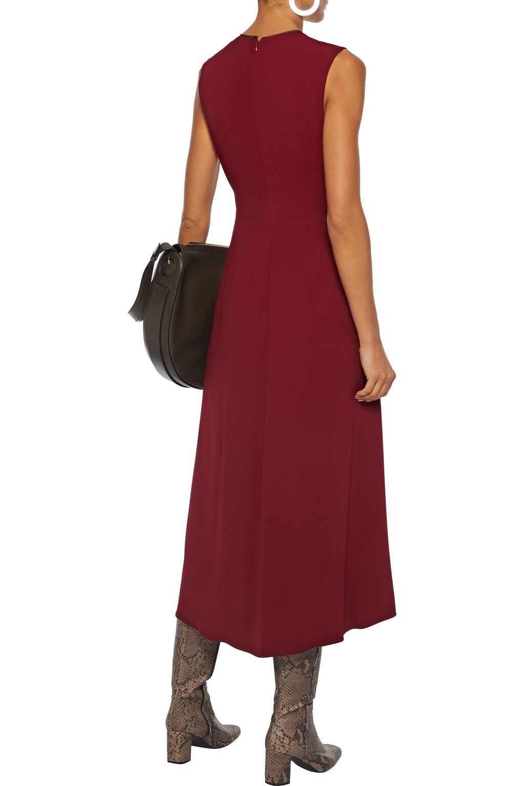 VICTORIA BECKHAM Tulle-trimmed pleated cady midi dress