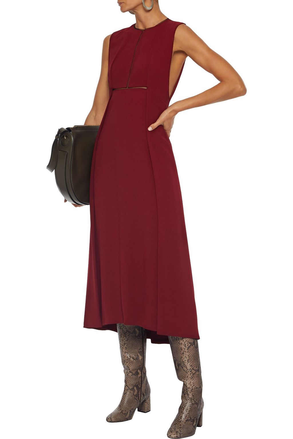 VICTORIA BECKHAM Tulle-trimmed pleated cady midi dress