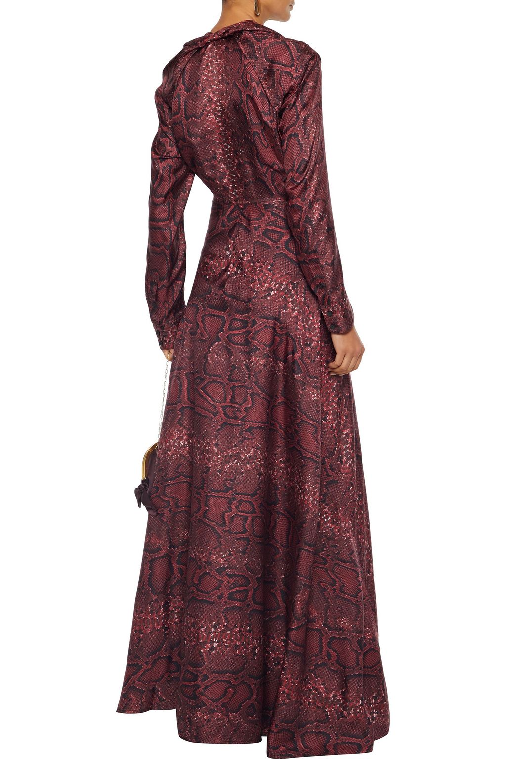VICTORIA BECKHAM Twisted snake-print silk-twill maxi dress