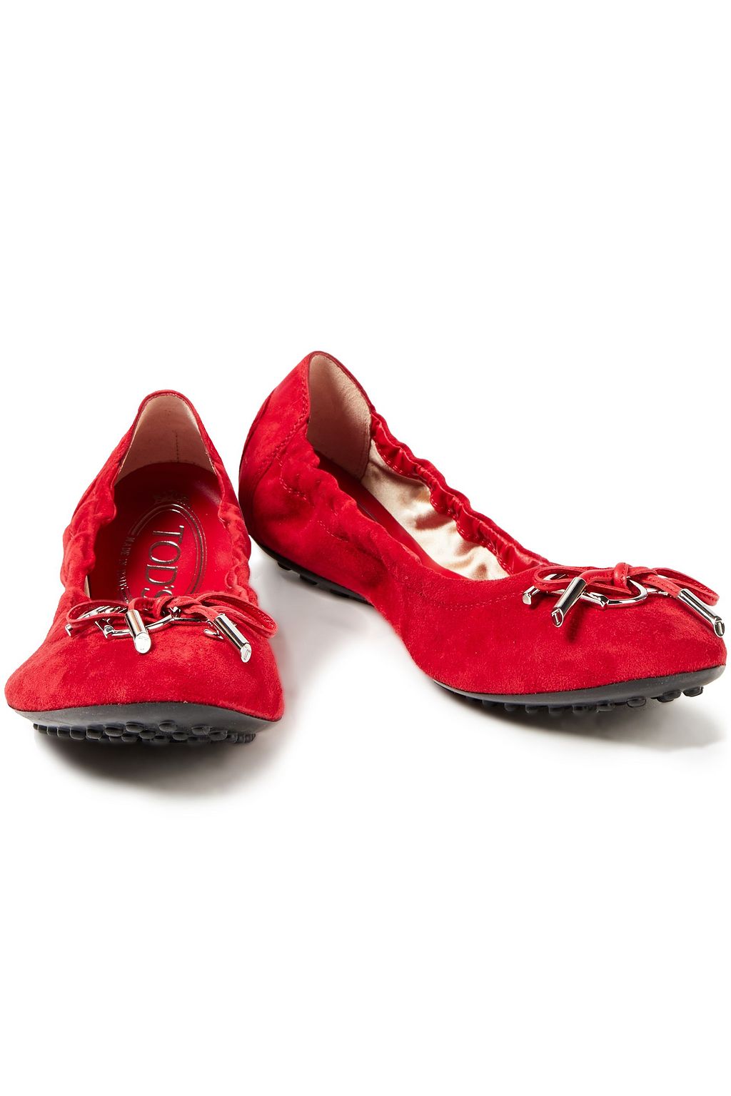 TOD'S حذاء باليه من الشامواه المزين
