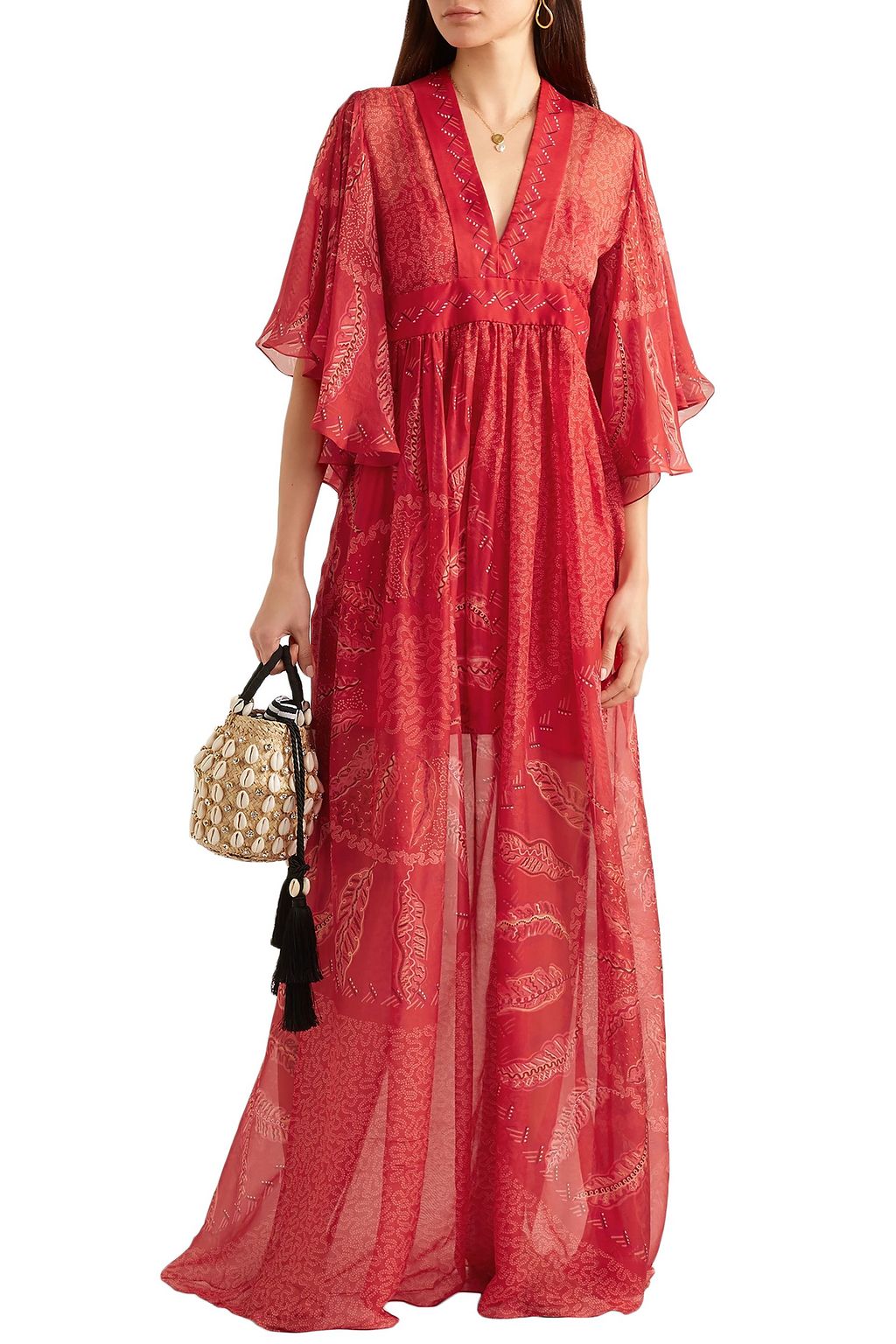 THREE GRACES LONDON + Zandra Rhodes Gabrielle printed silk-chiffon maxi dress