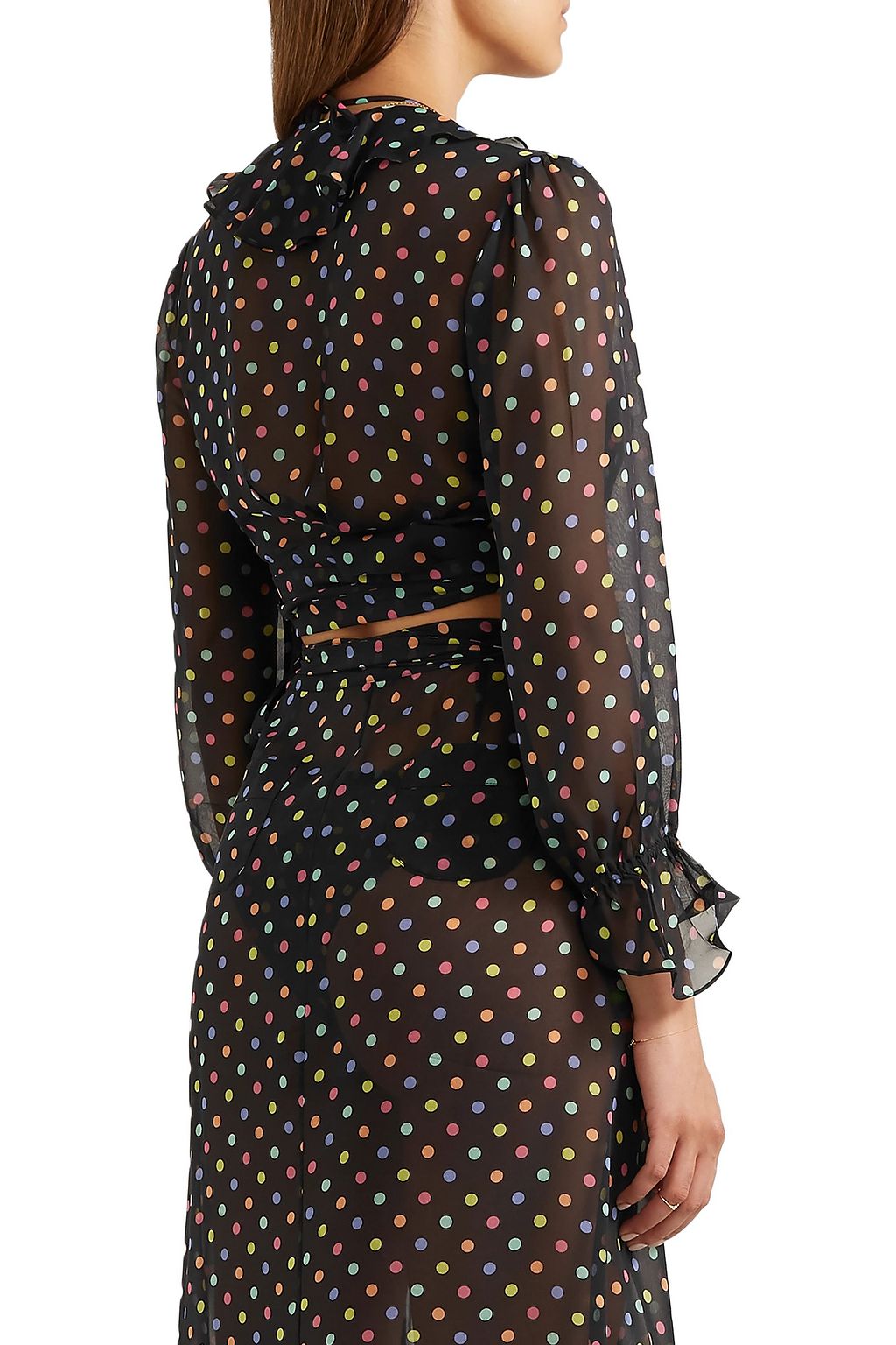 AGENT PROVOCATEUR Sidnie polka-dot silk-chiffon wrap top