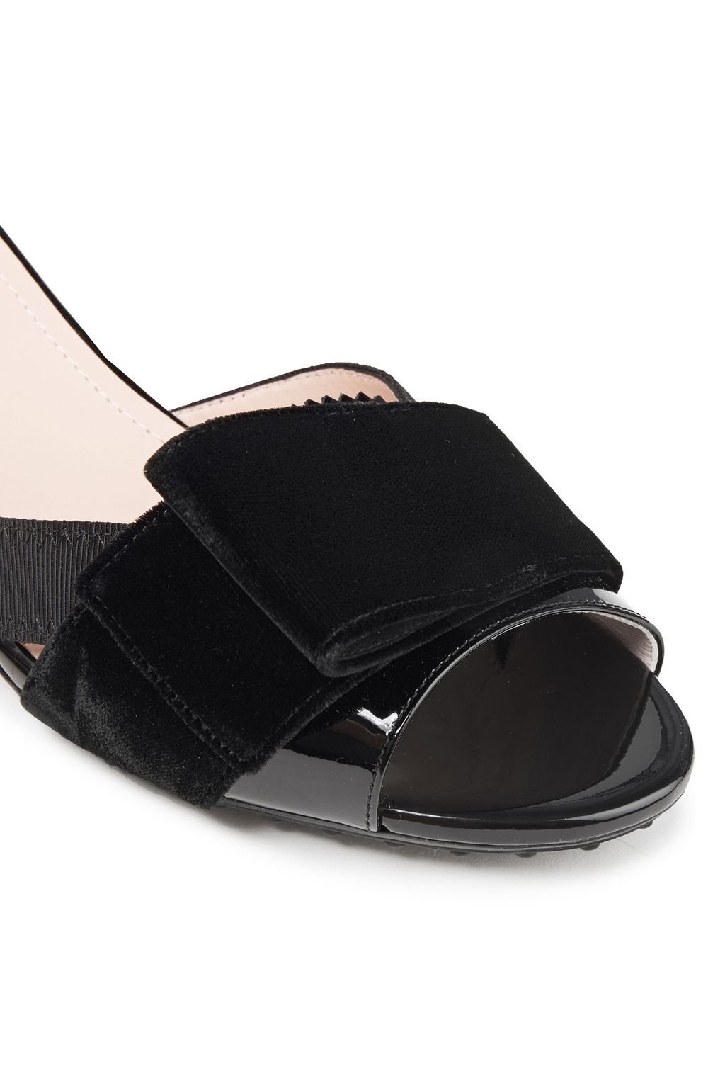 ALESSANDRO DELL'ACQUA X TOD'S Bow-embellished velvet and patent-leather sandals