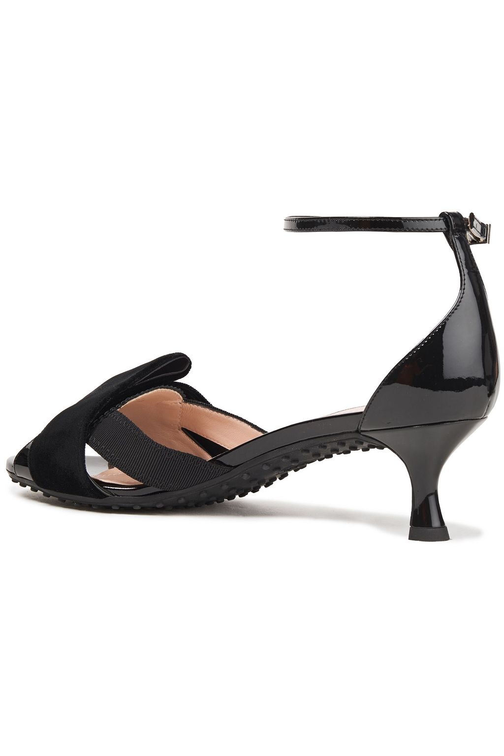 ALESSANDRO DELL'ACQUA X TOD'S Bow-embellished velvet and patent-leather sandals