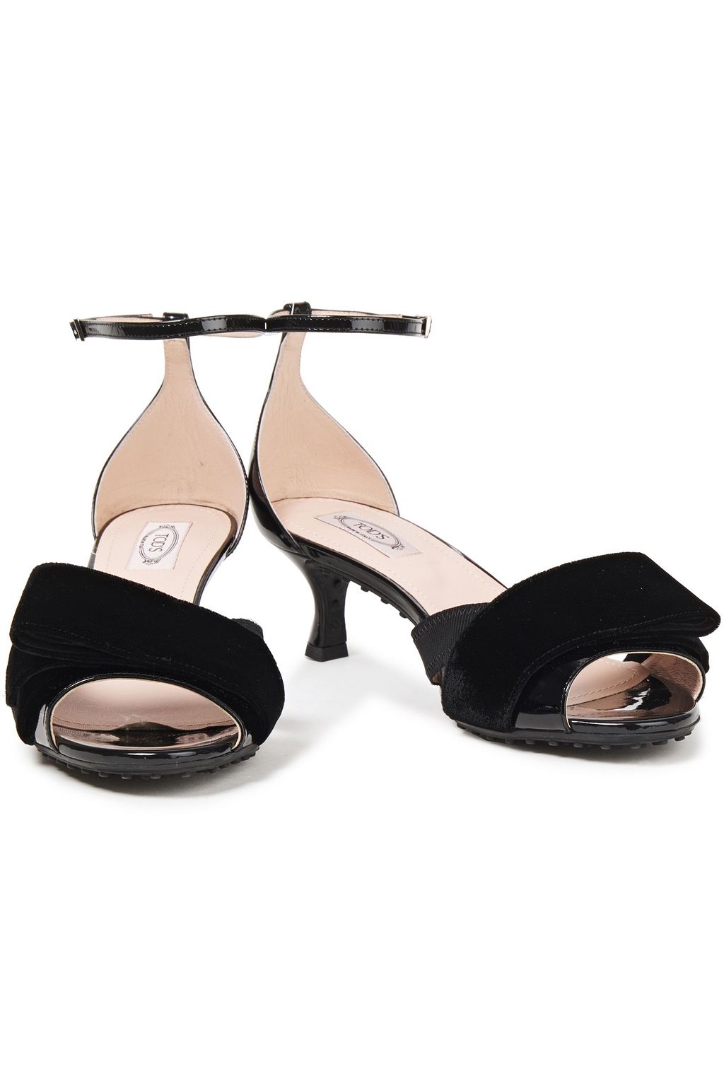 ALESSANDRO DELL'ACQUA X TOD'S Bow-embellished velvet and patent-leather sandals