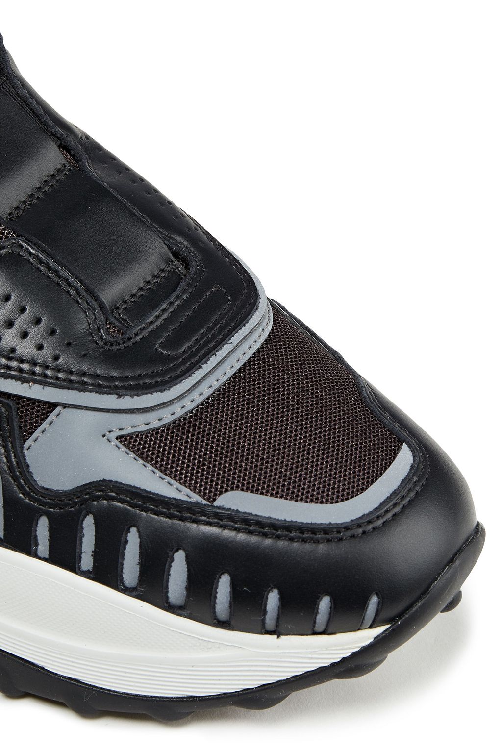 TOD'S Paneled mesh, leather and suede sneakers