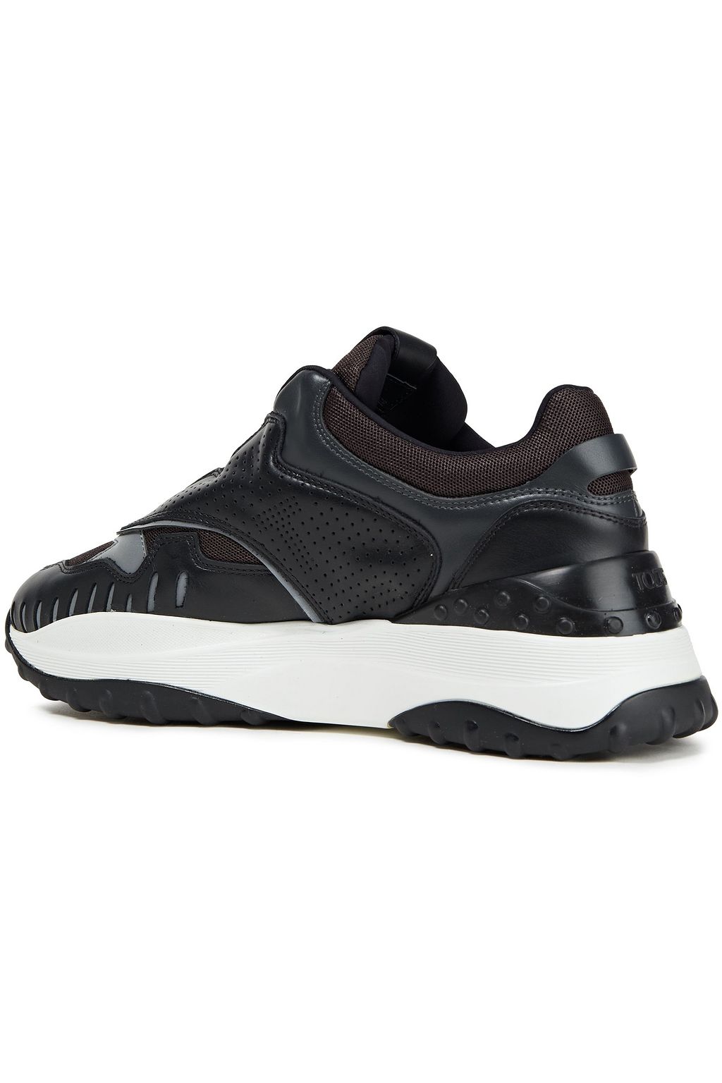 TOD'S Paneled mesh, leather and suede sneakers