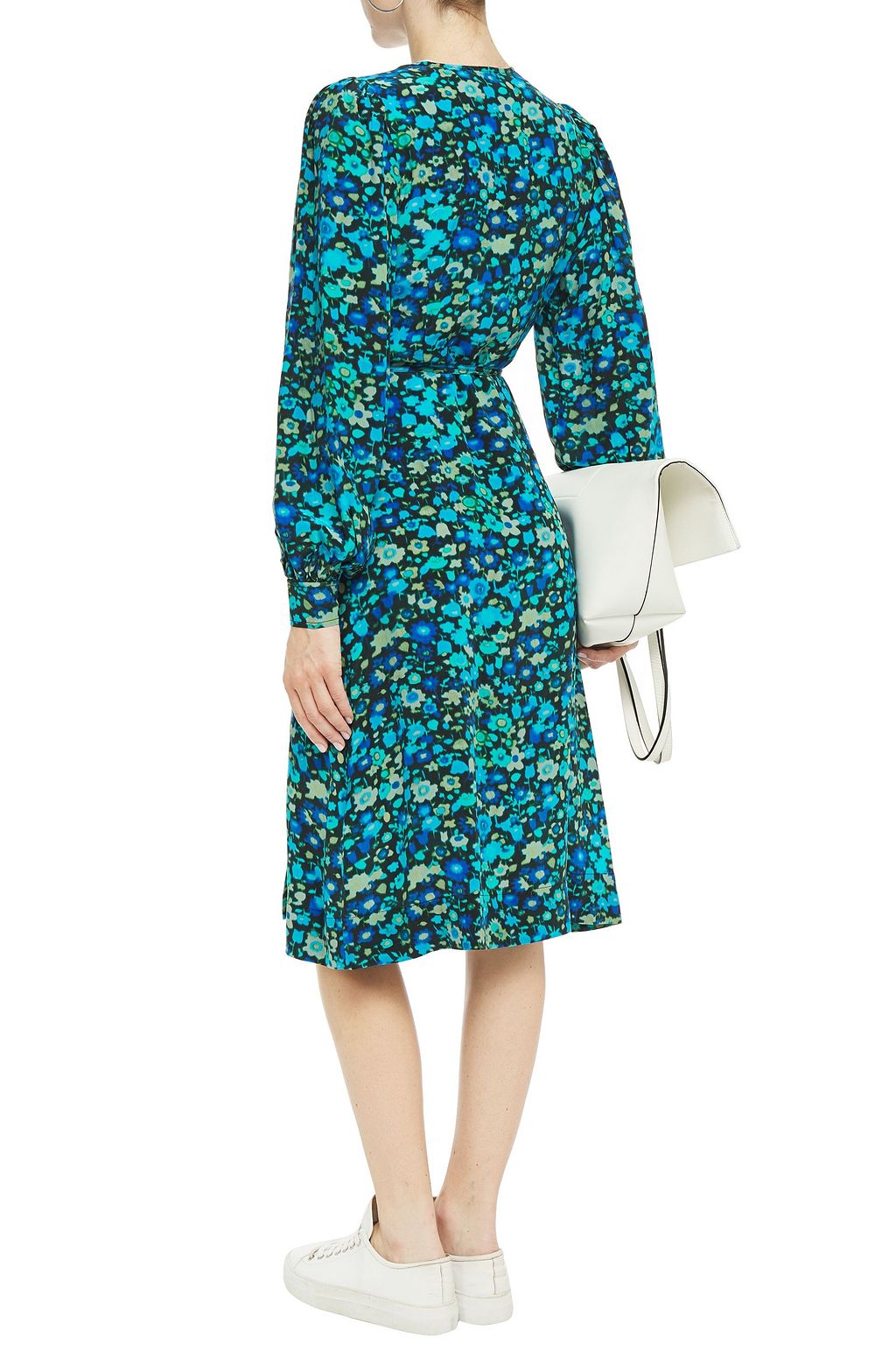 GANNI Floral-print crepe de chine wrap dress