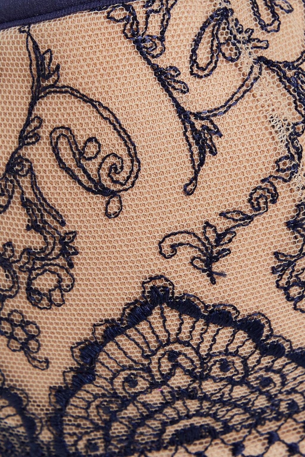 MAISON LEJABY Embroidered cotton-blend stretch-mesh balconette bra
