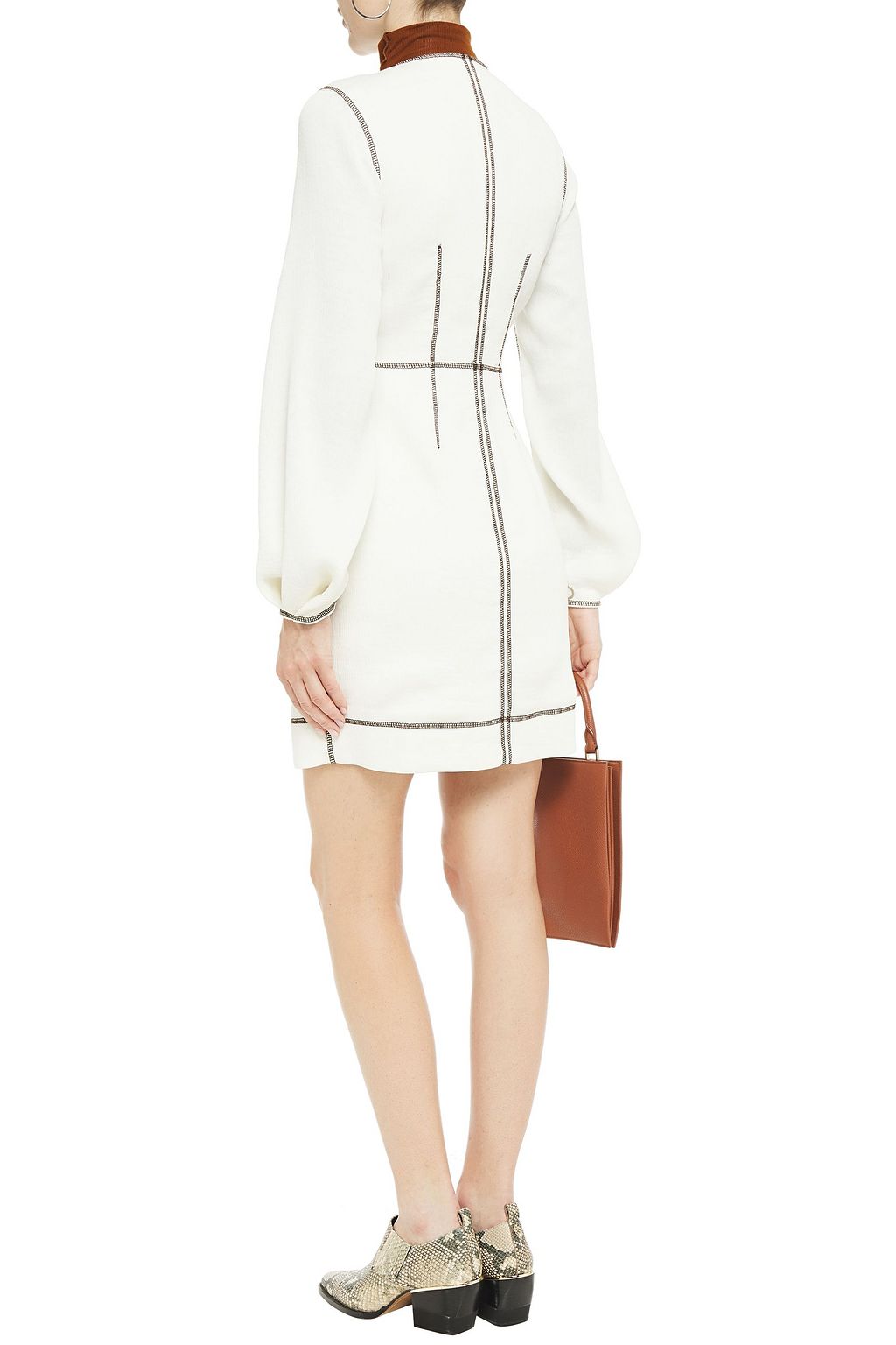 GANNI Ribbed crepe mini dress