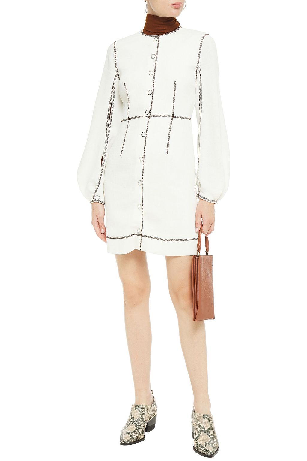 GANNI Ribbed crepe mini dress
